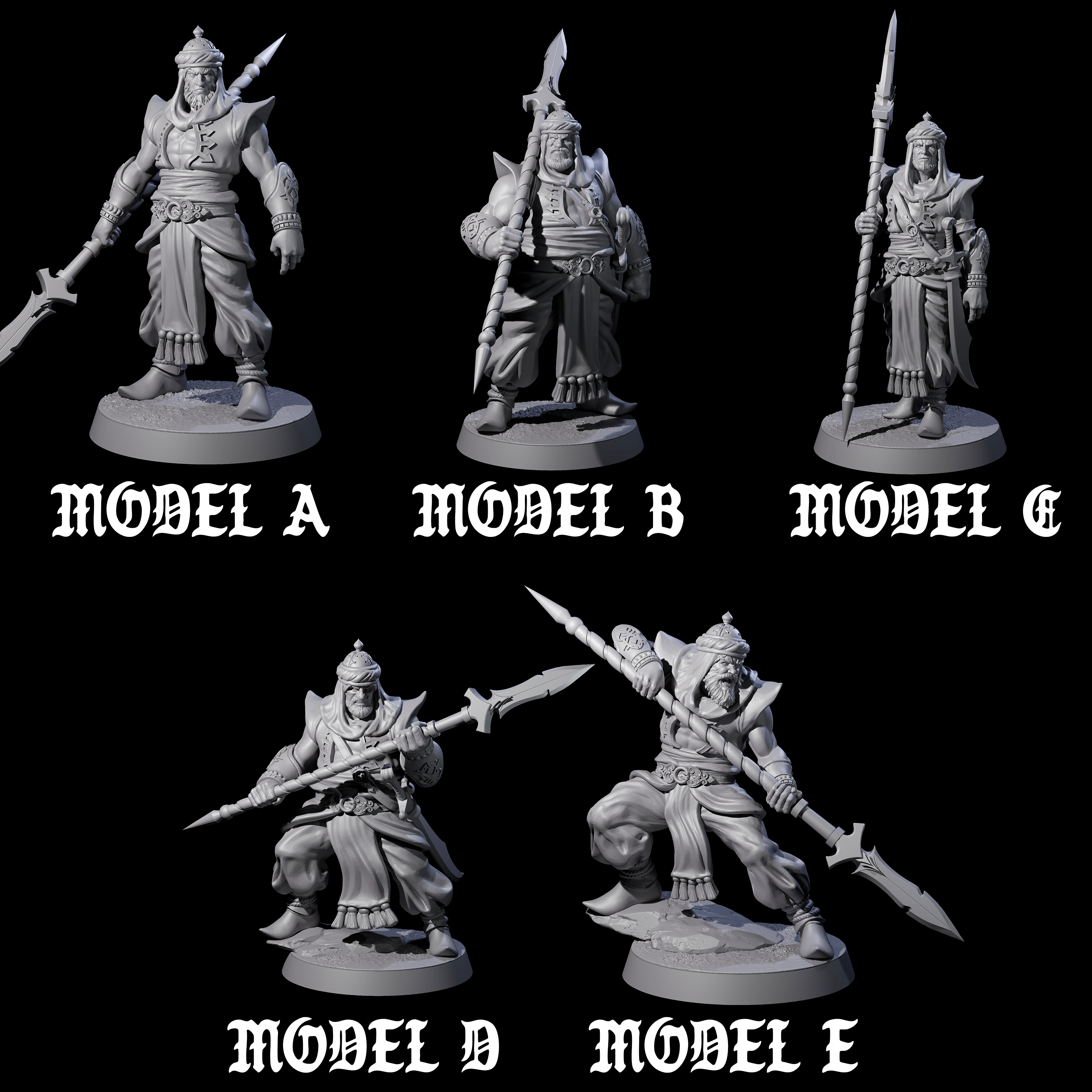 Spear Wielding Palace Guards Miniature for Dungeons and Dragons, Pathfinder or other TTRPGs