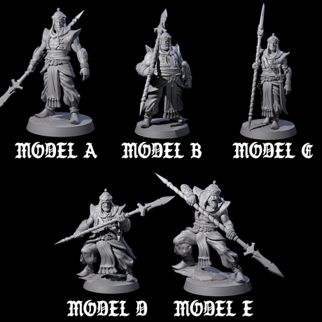 Spear Wielding Palace Guards Miniature for Dungeons and Dragons, Pathfinder or other TTRPGs