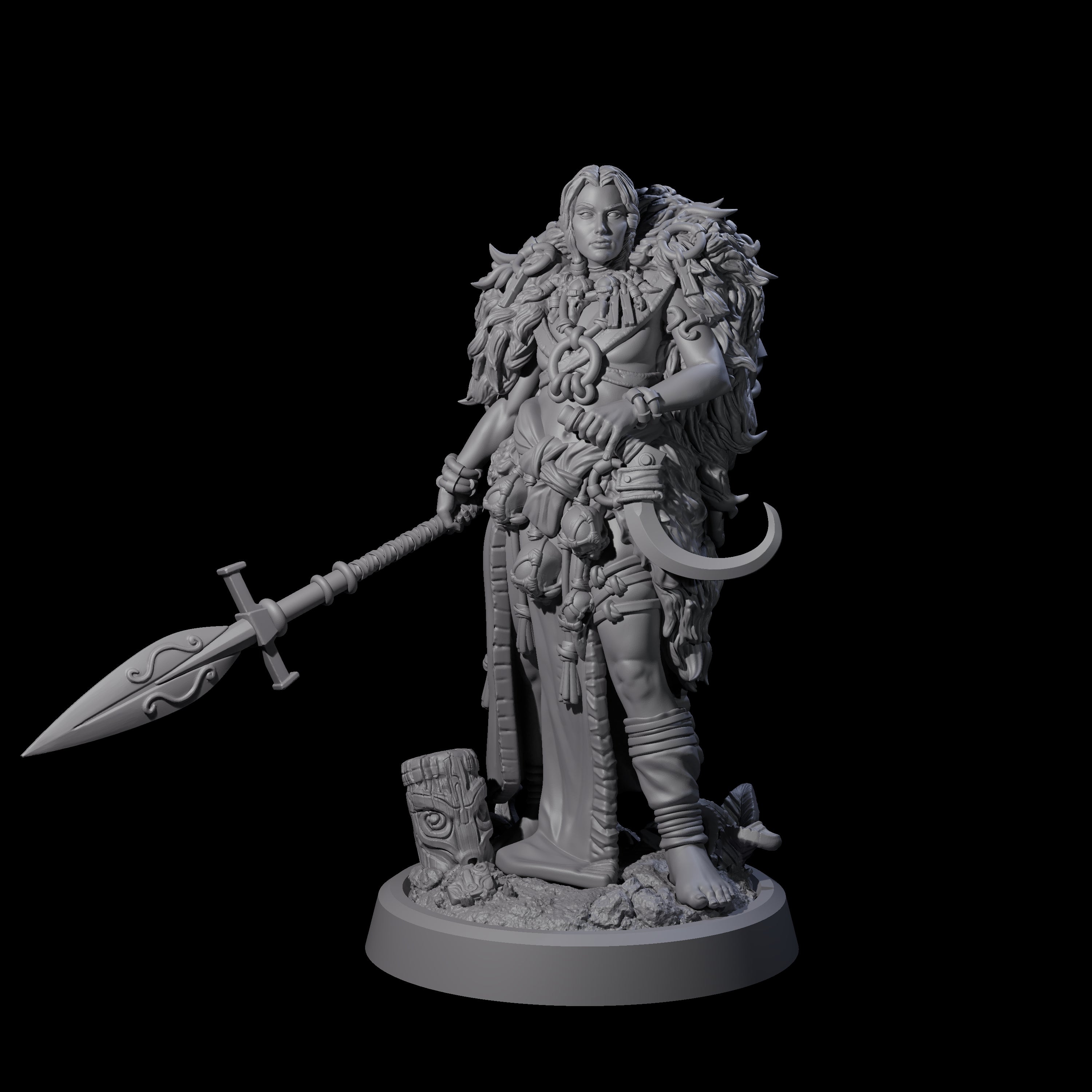 Spearmaiden Barbarian of the North Miniature for Dungeons and Dragons, Pathfinder or other TTRPGs