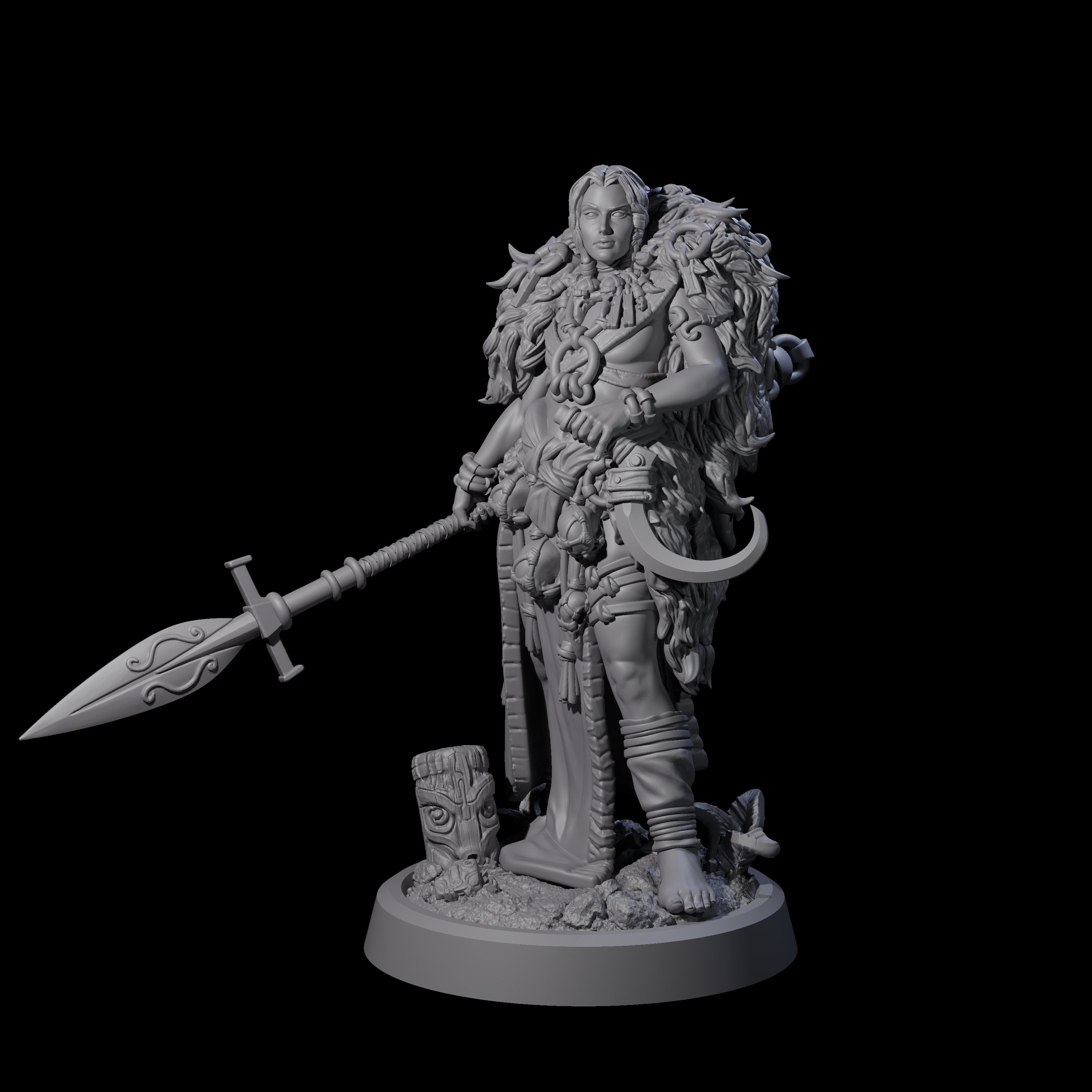 Spearmaiden Barbarian of the North Miniature for Dungeons and Dragons, Pathfinder or other TTRPGs