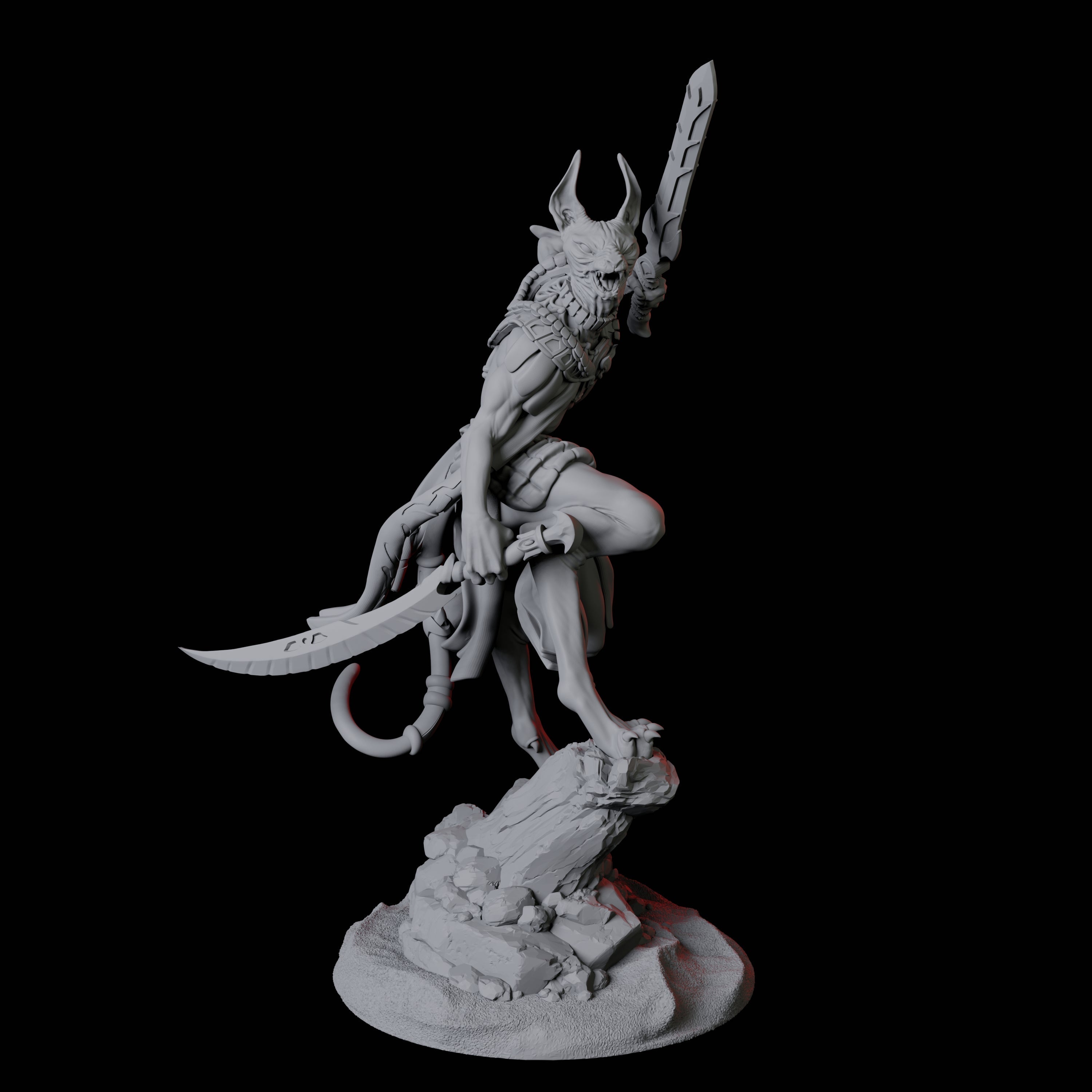 Sphinx Tabaxi Warrior B Miniature for Dungeons and Dragons, Pathfinder or other TTRPGs