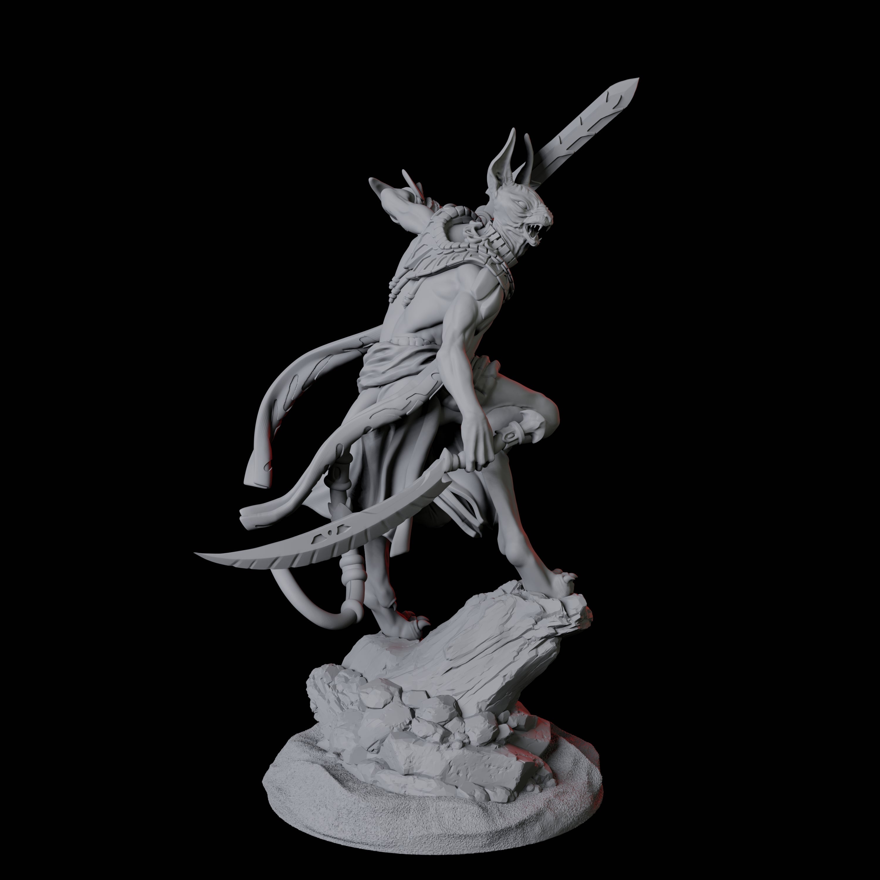 Sphinx Tabaxi Warrior B Miniature for Dungeons and Dragons, Pathfinder or other TTRPGs