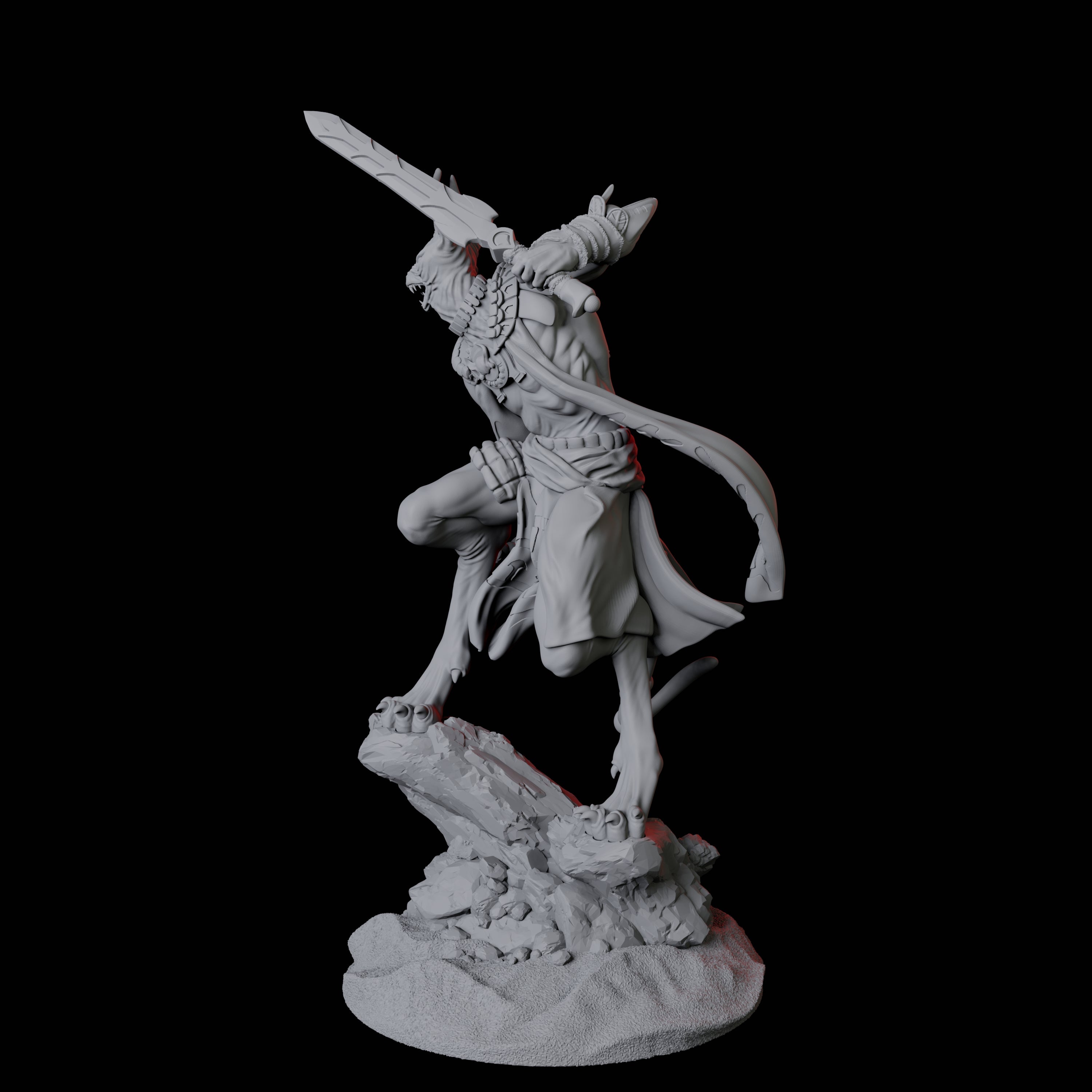 Sphinx Tabaxi Warrior B Miniature for Dungeons and Dragons, Pathfinder or other TTRPGs