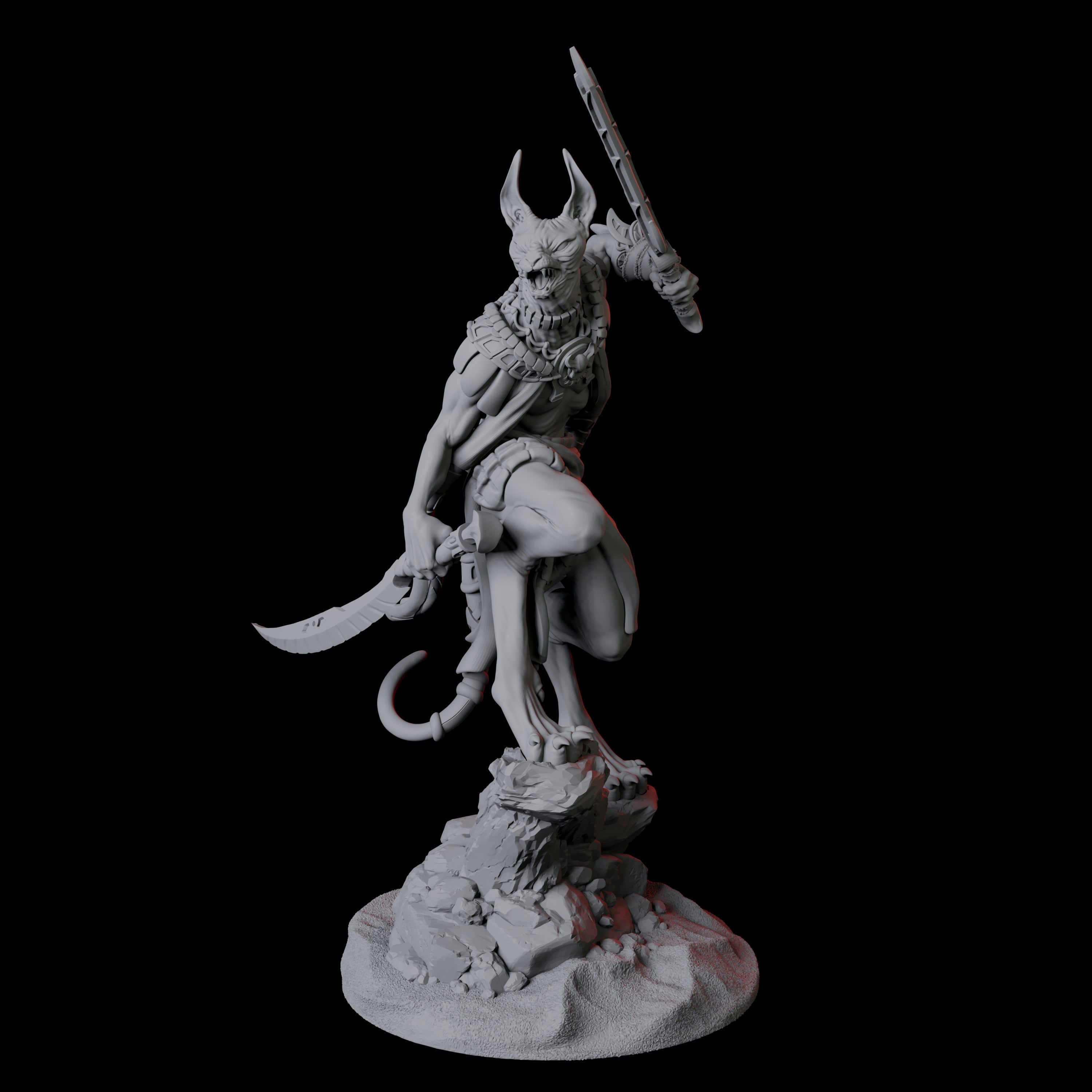 Sphinx Tabaxi Warrior B Miniature for Dungeons and Dragons, Pathfinder or other TTRPGs