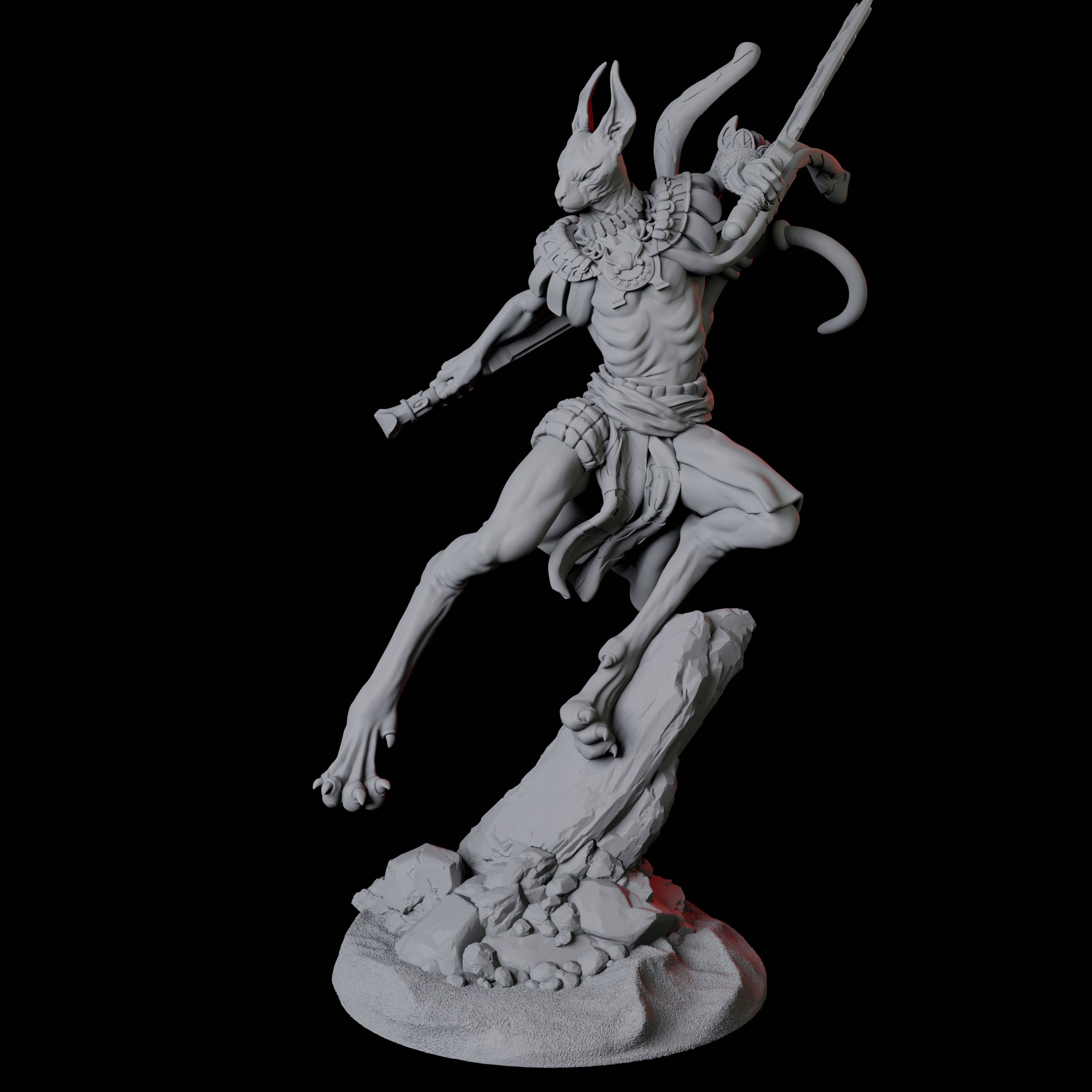 Sphinx Tabaxi Warrior C Miniature for Dungeons and Dragons, Pathfinder or other TTRPGs