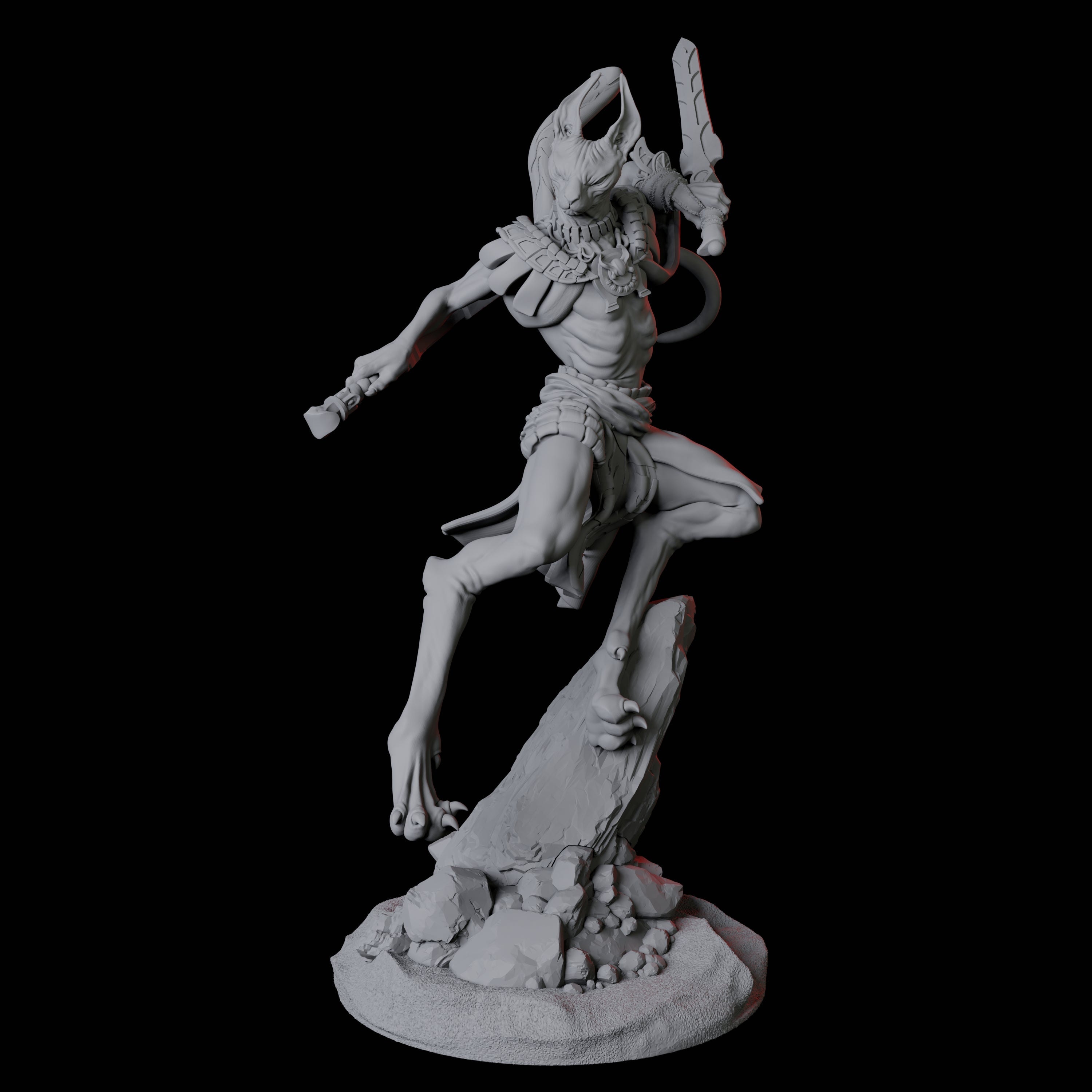 Sphinx Tabaxi Warrior C Miniature for Dungeons and Dragons, Pathfinder or other TTRPGs