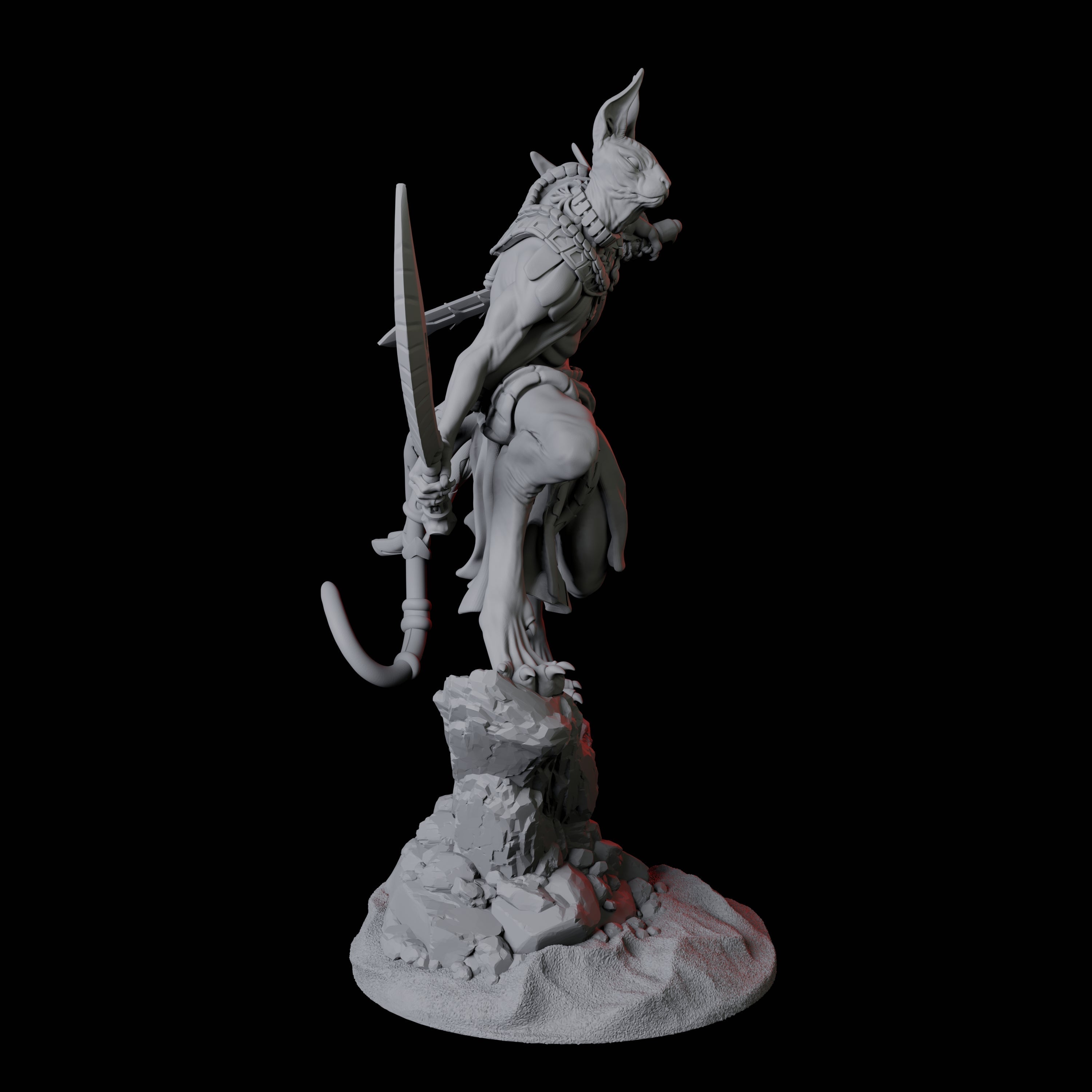 Sphinx Tabaxi Warrior D Miniature for Dungeons and Dragons, Pathfinder or other TTRPGs