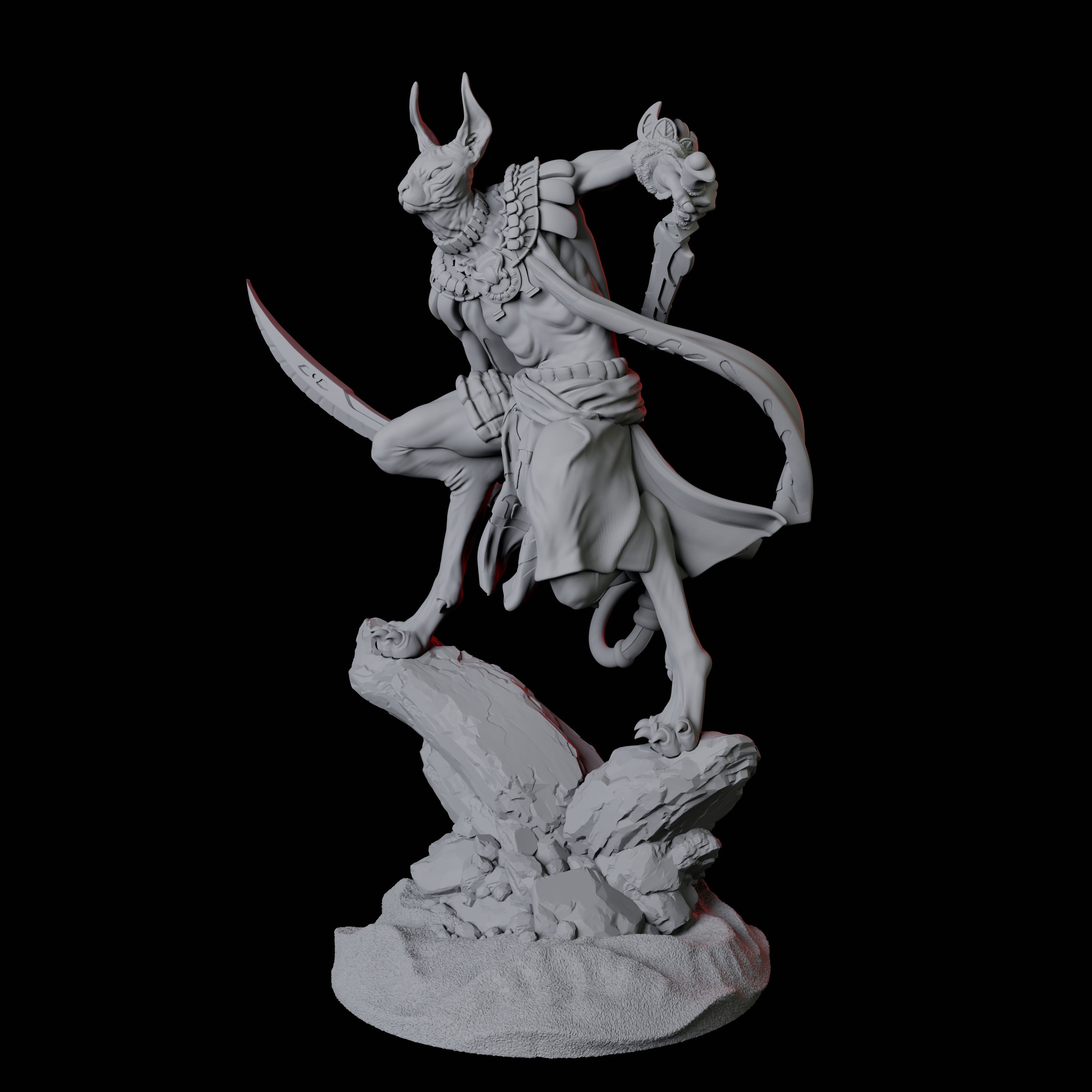 Sphinx Tabaxi Warrior D Miniature for Dungeons and Dragons, Pathfinder or other TTRPGs