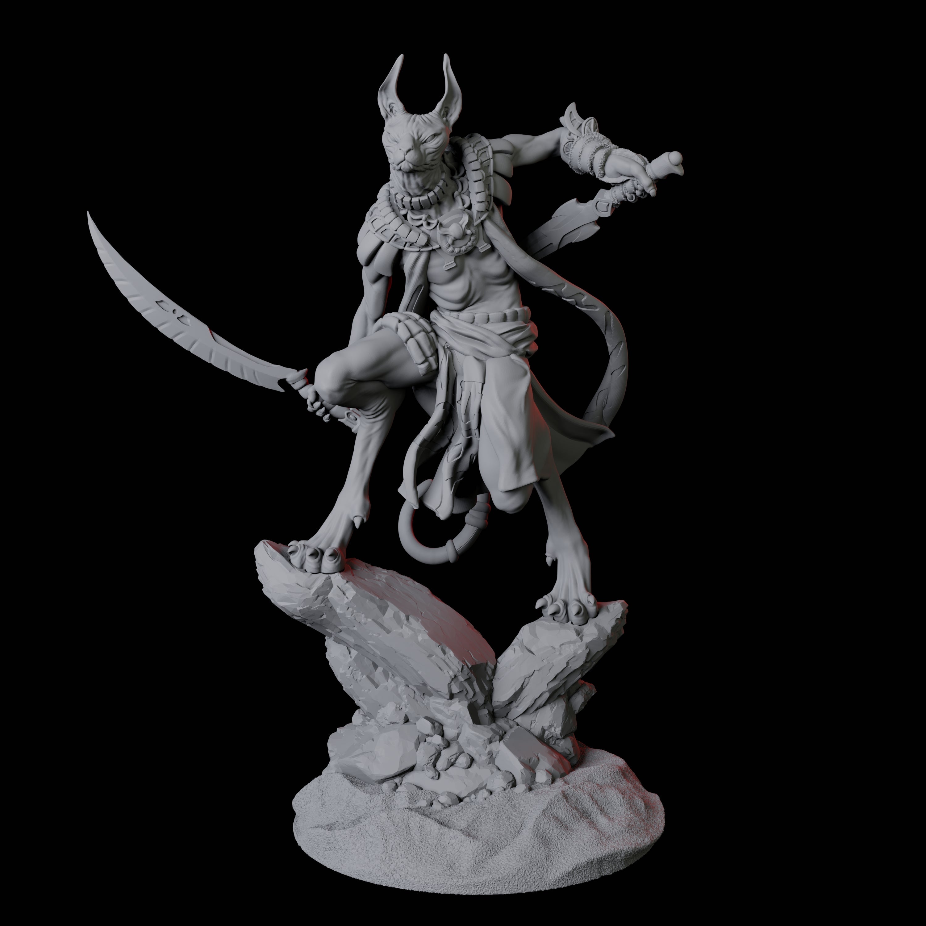 Sphinx Tabaxi Warrior D Miniature for Dungeons and Dragons, Pathfinder or other TTRPGs