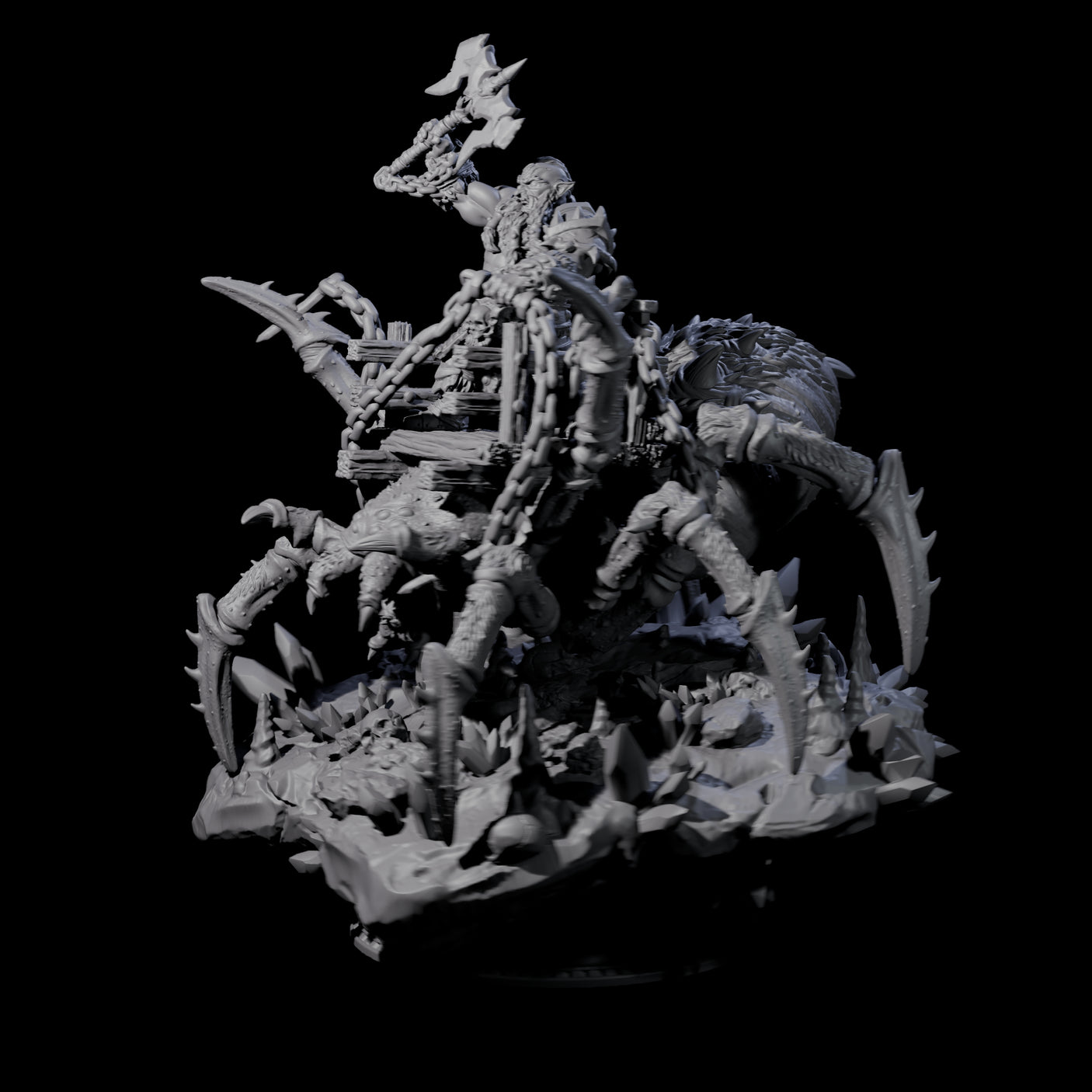 Spider Mounted Dwarf Miniature for Dungeons and Dragons, Pathfinder or other TTRPGs