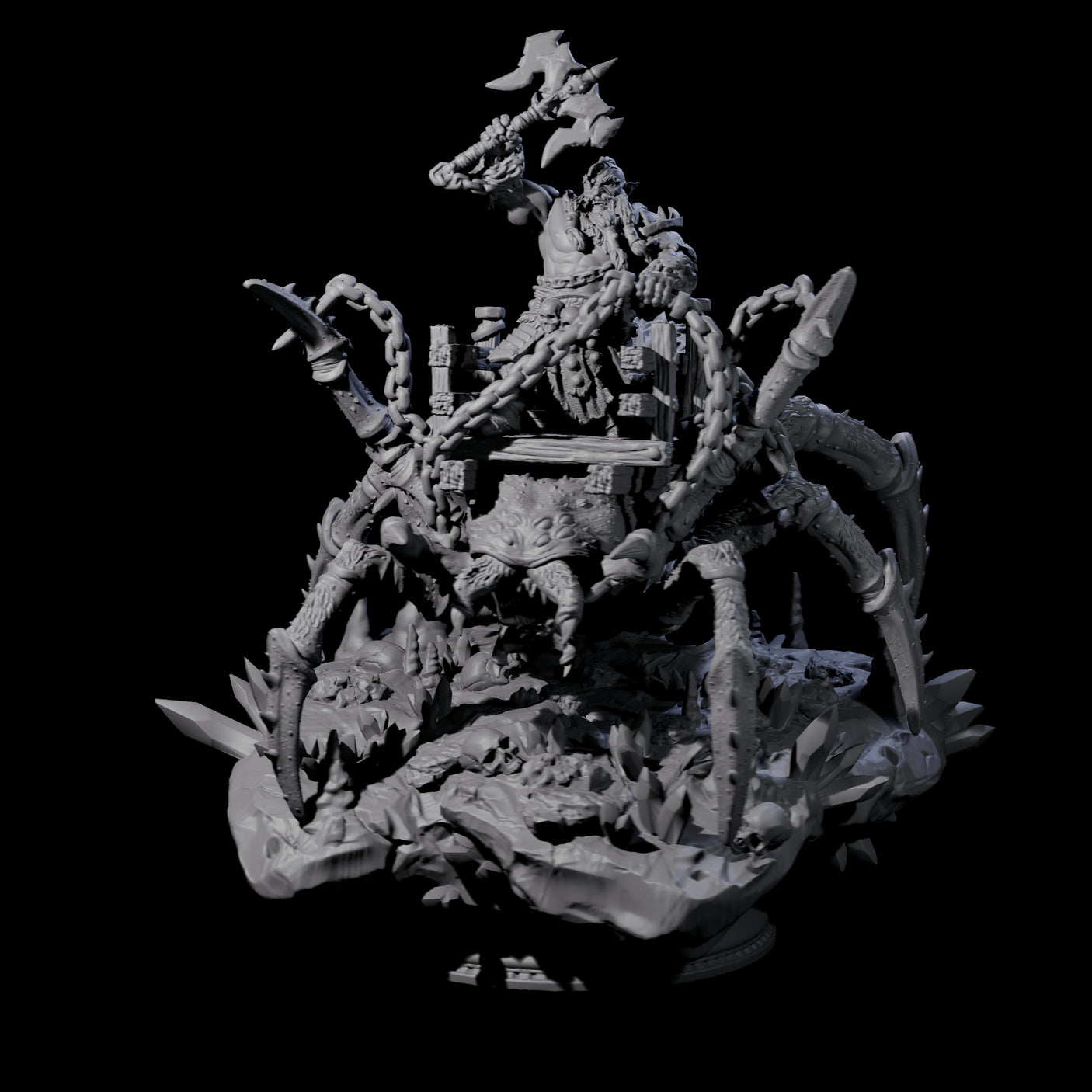 Spider Mounted Dwarf Miniature for Dungeons and Dragons, Pathfinder or other TTRPGs