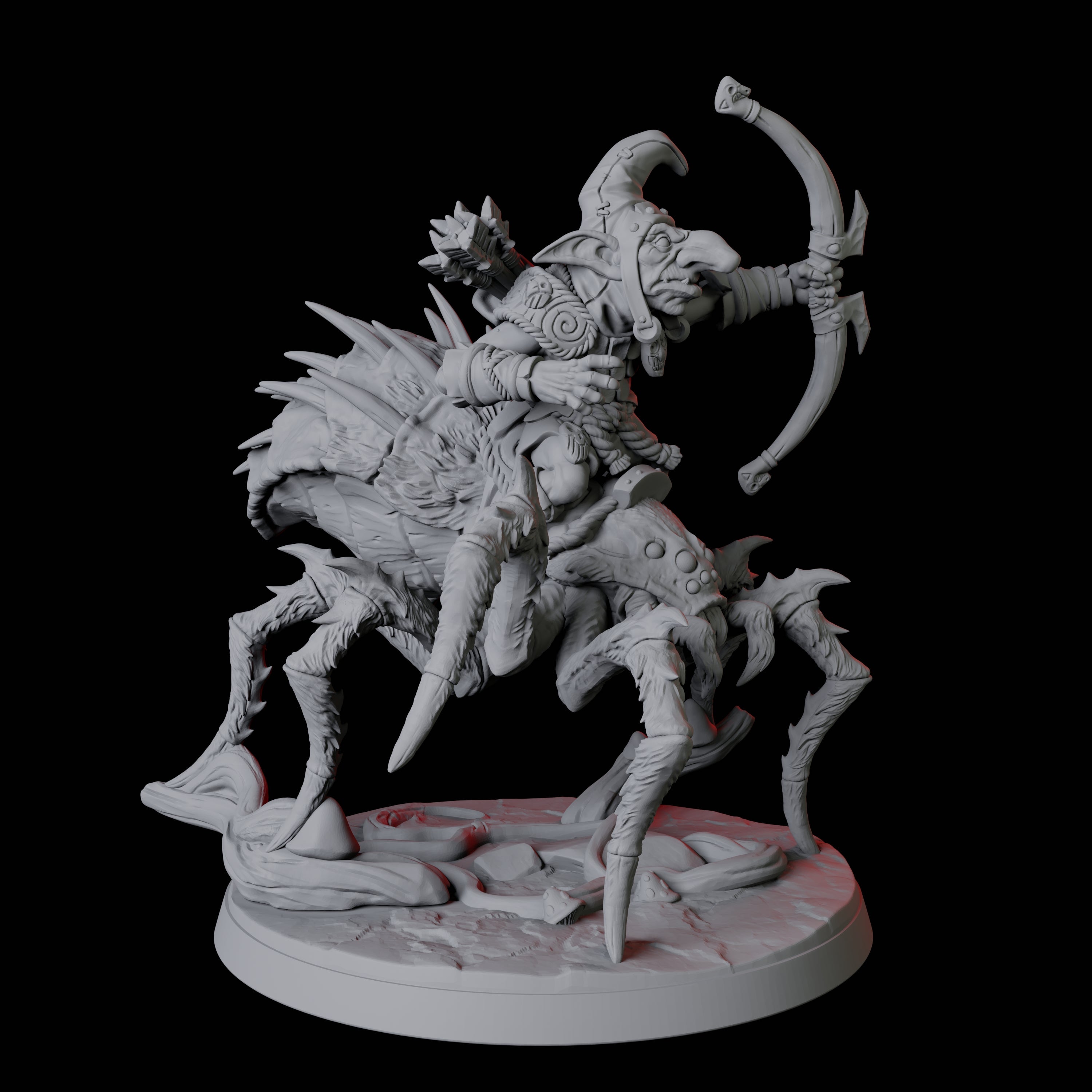 Spider Mounted Goblin Rider B Miniature for Dungeons and Dragons, Pathfinder or other TTRPGs