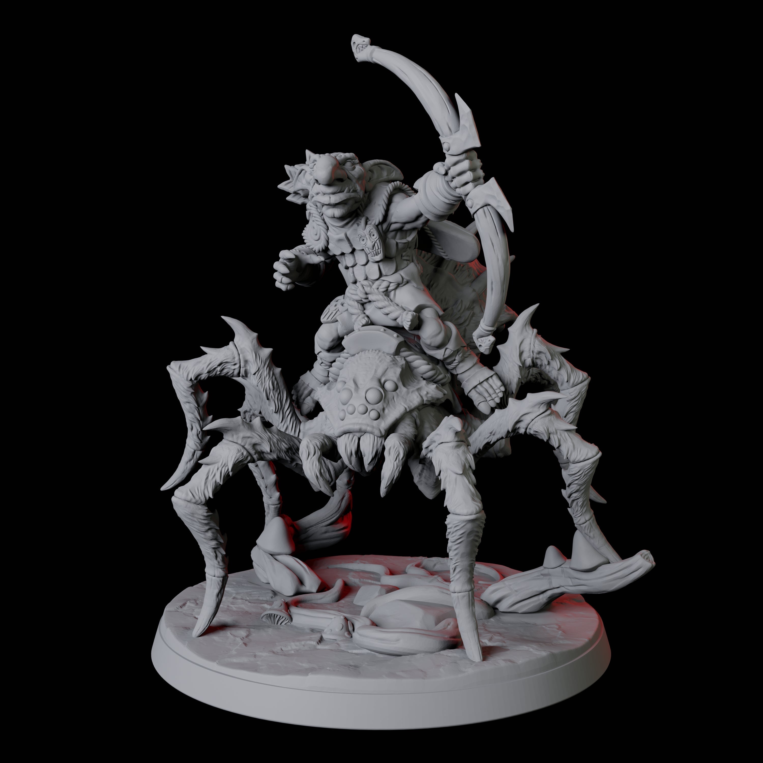 Spider Mounted Goblin Rider B Miniature for Dungeons and Dragons, Pathfinder or other TTRPGs