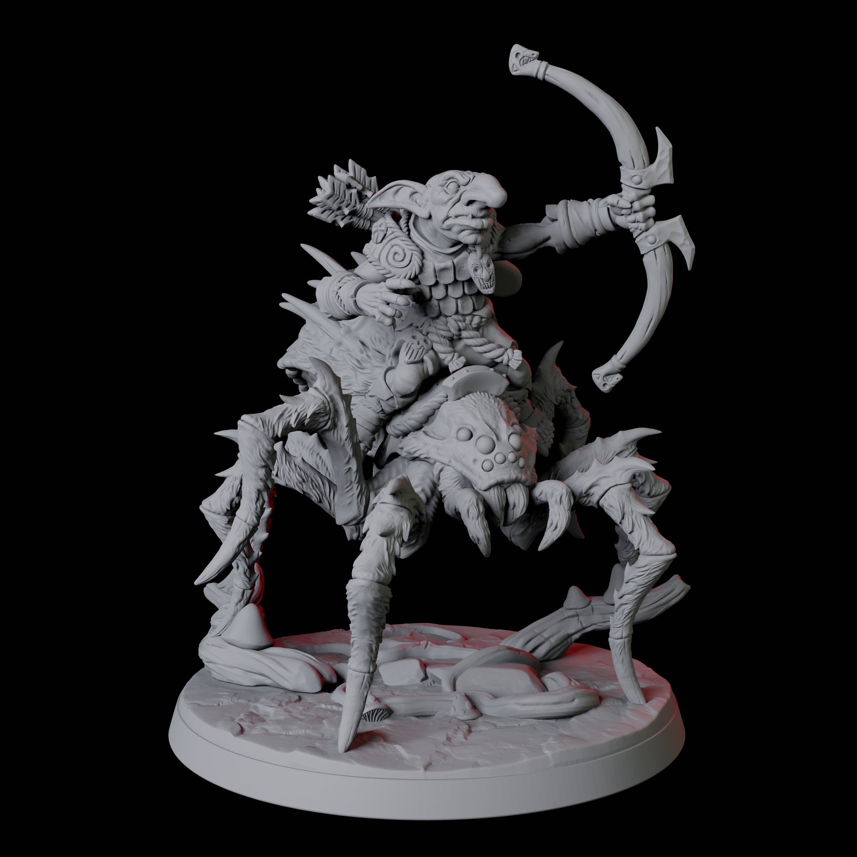 Spider Mounted Goblin Rider B Miniature for Dungeons and Dragons, Pathfinder or other TTRPGs