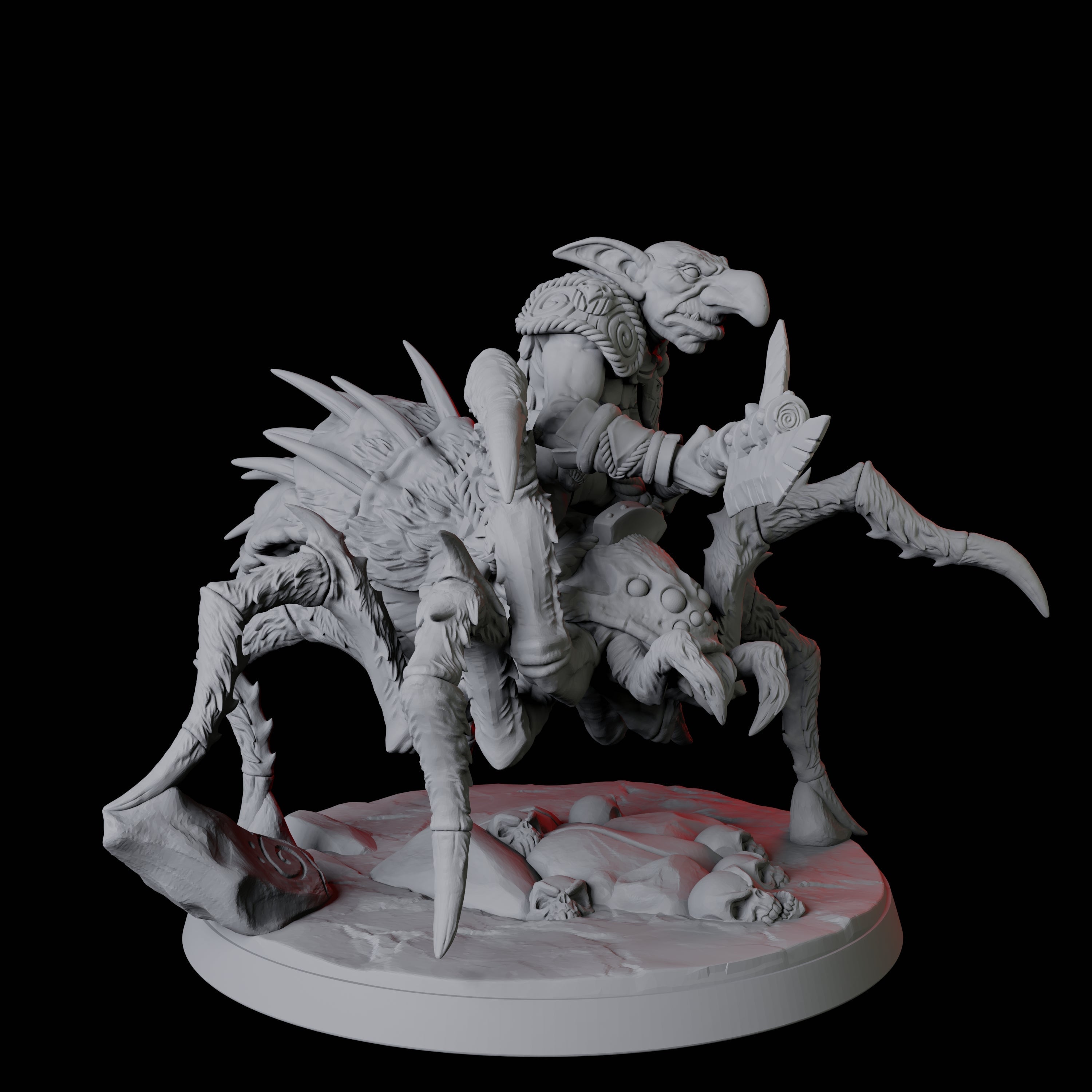 Spider Mounted Goblin Rider C Miniature for Dungeons and Dragons, Pathfinder or other TTRPGs