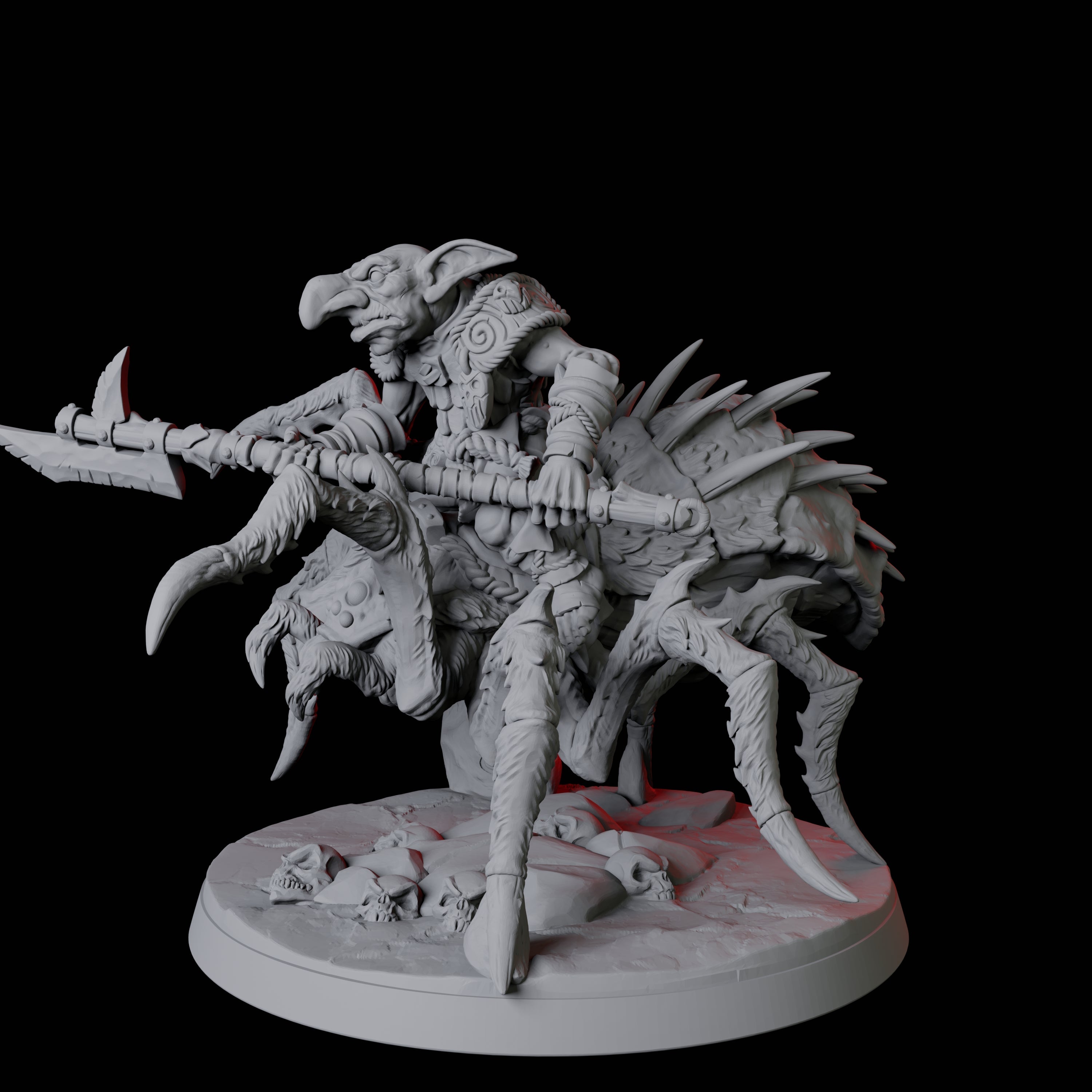 Spider Mounted Goblin Rider C Miniature for Dungeons and Dragons, Pathfinder or other TTRPGs