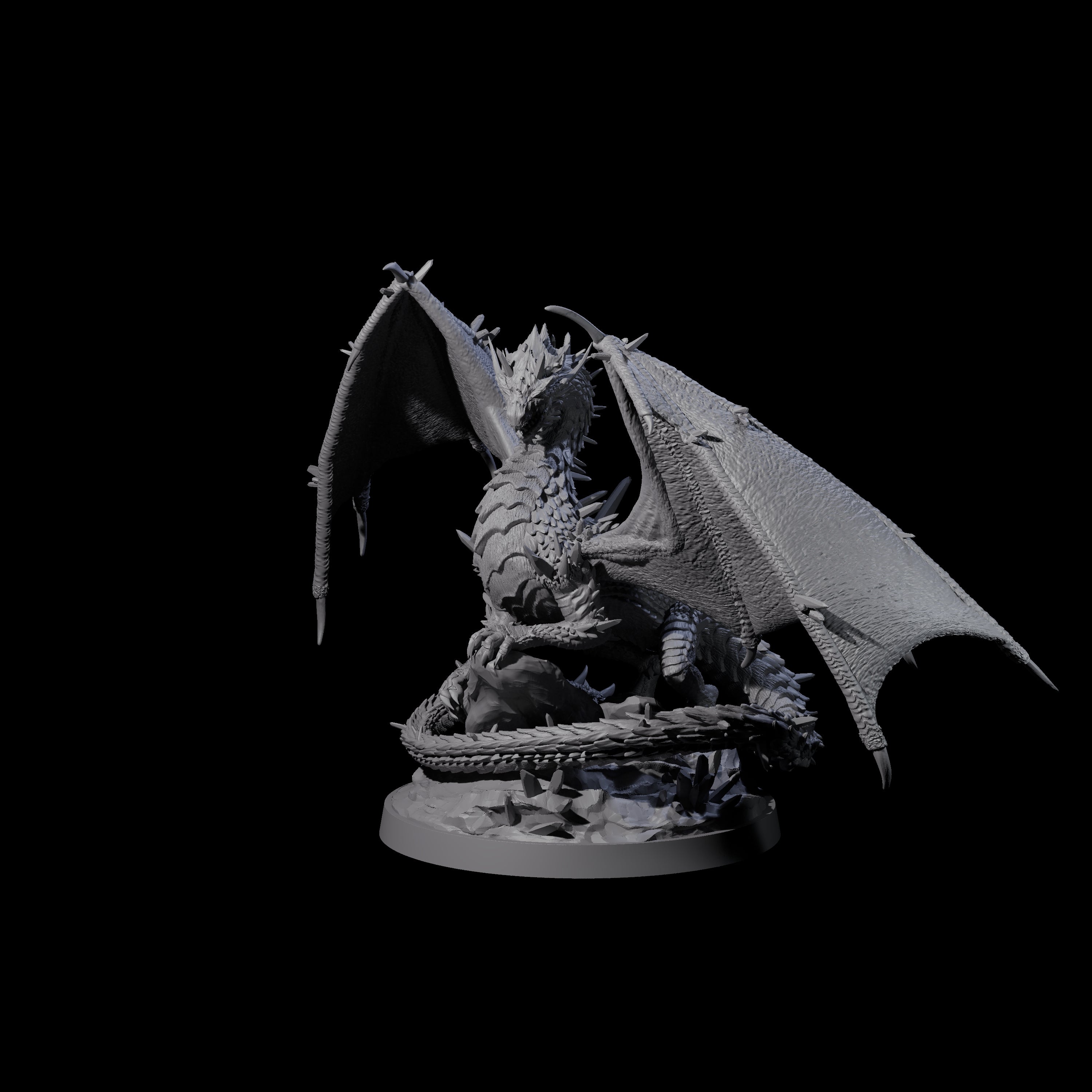 Spikey Crystal Dragon Miniature for Dungeons and Dragons, Pathfinder or other TTRPGs