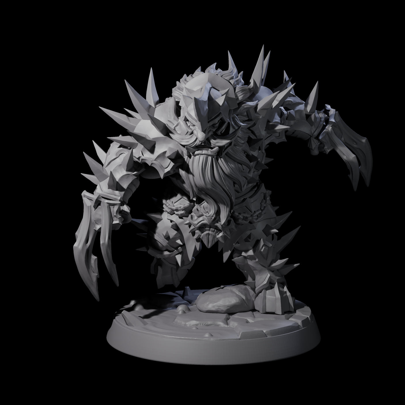 Spikey Deepcrust Dwarf Berserker Miniature for Dungeons and Dragons, Pathfinder or other TTRPGs