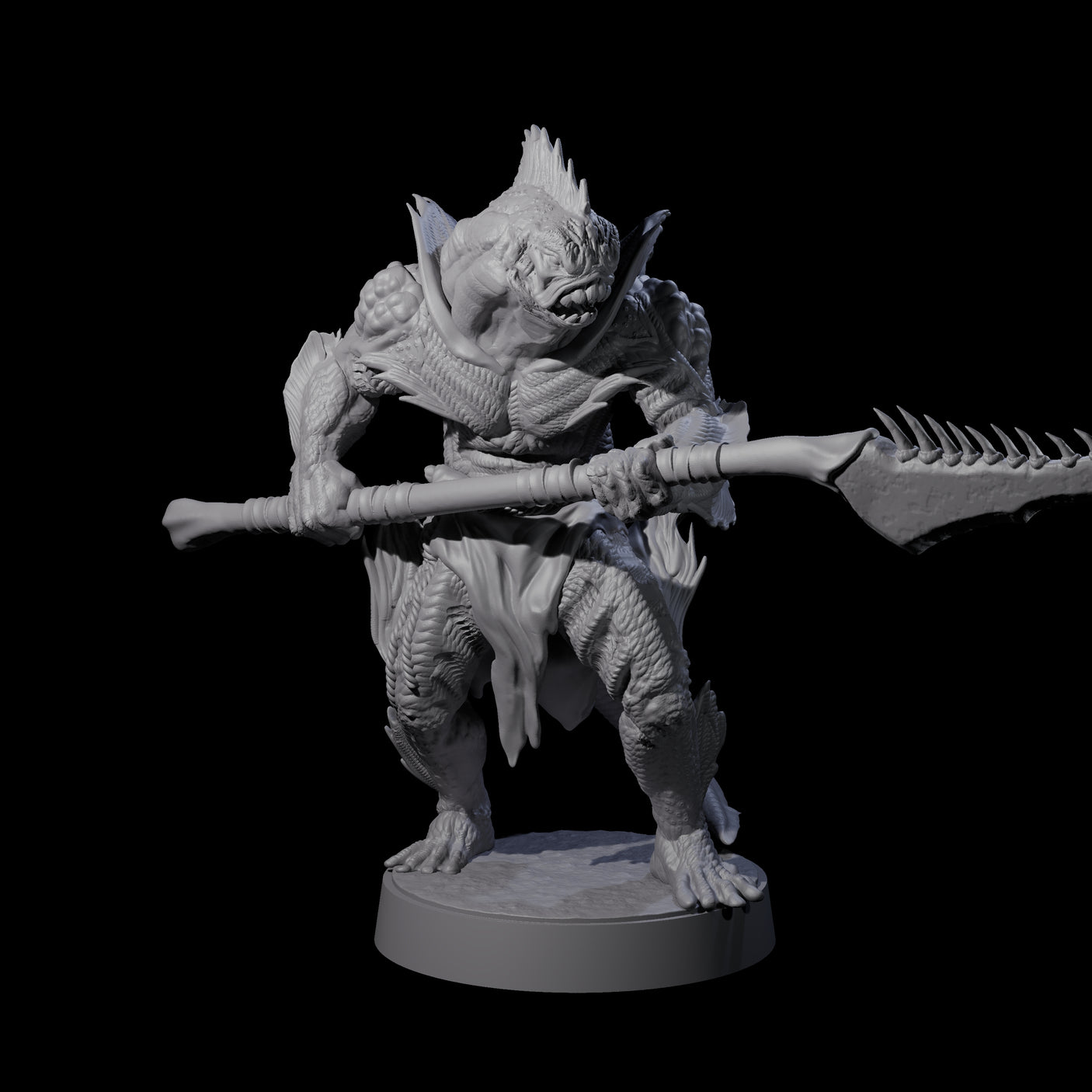 Spikey Sahuagin Attacker A Miniature for Dungeons and Dragons, Pathfinder or other TTRPGs