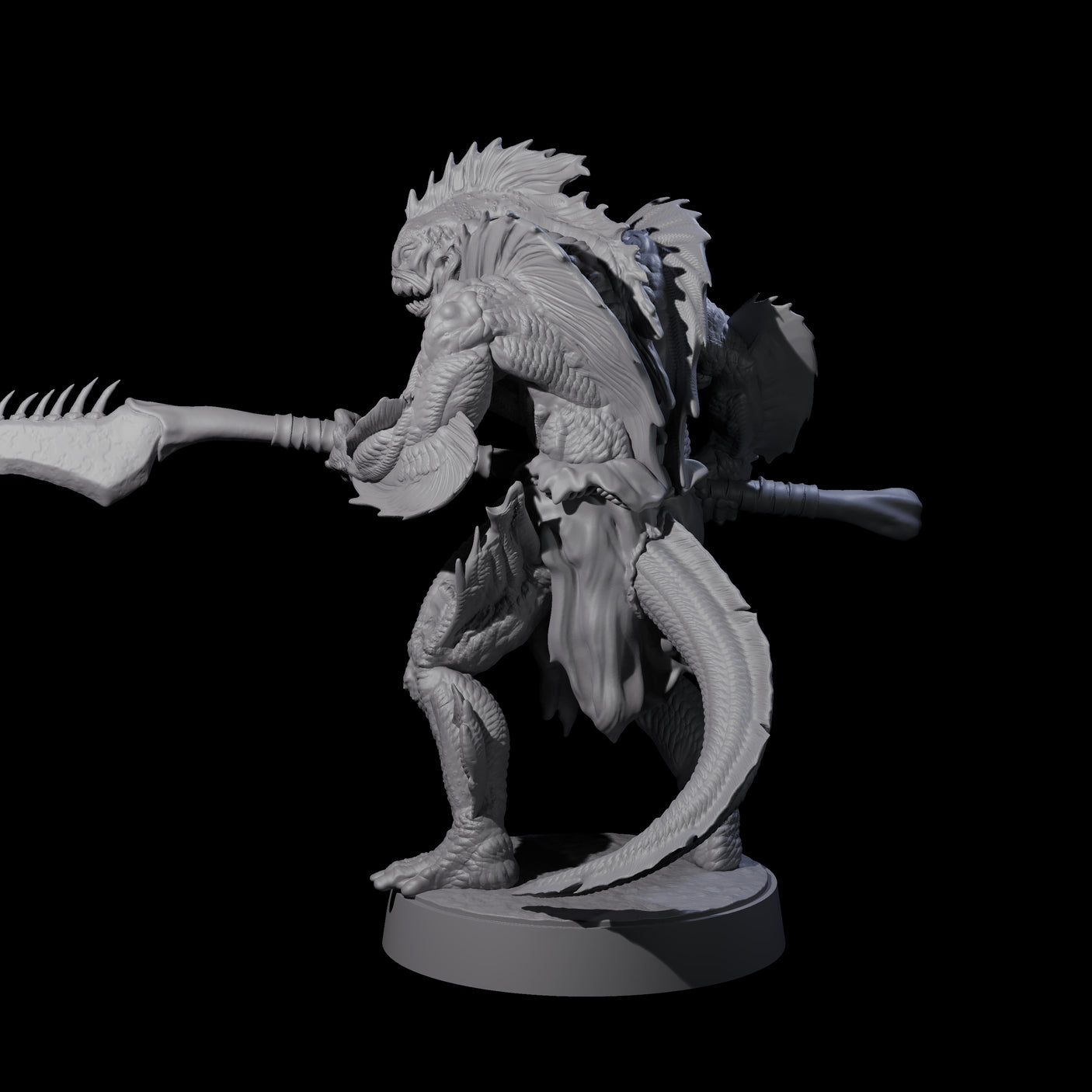Spikey Sahuagin Attacker A Miniature for Dungeons and Dragons, Pathfinder or other TTRPGs