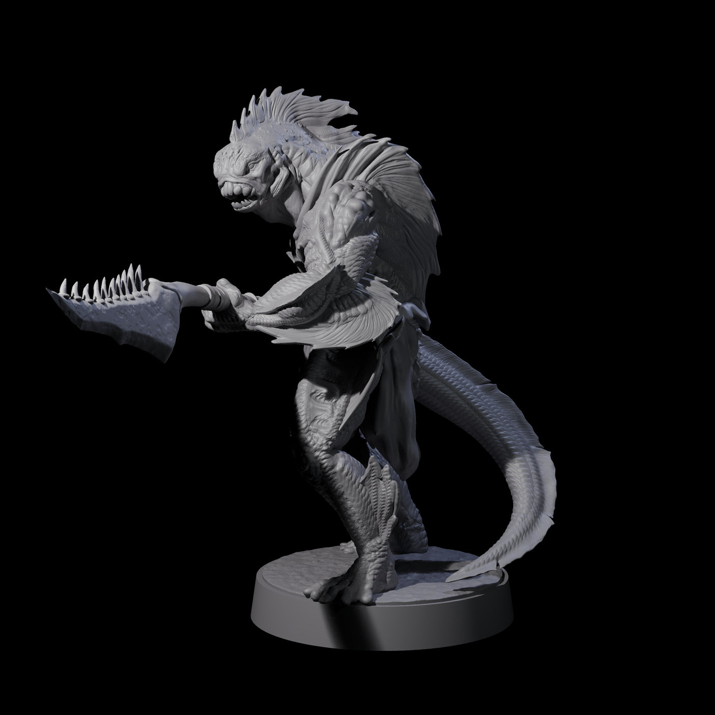 Spikey Sahuagin Attacker A Miniature for Dungeons and Dragons, Pathfinder or other TTRPGs