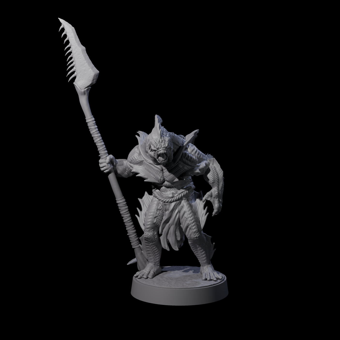 Spikey Sahuagin Attacker C Miniature for Dungeons and Dragons, Pathfinder or other TTRPGs