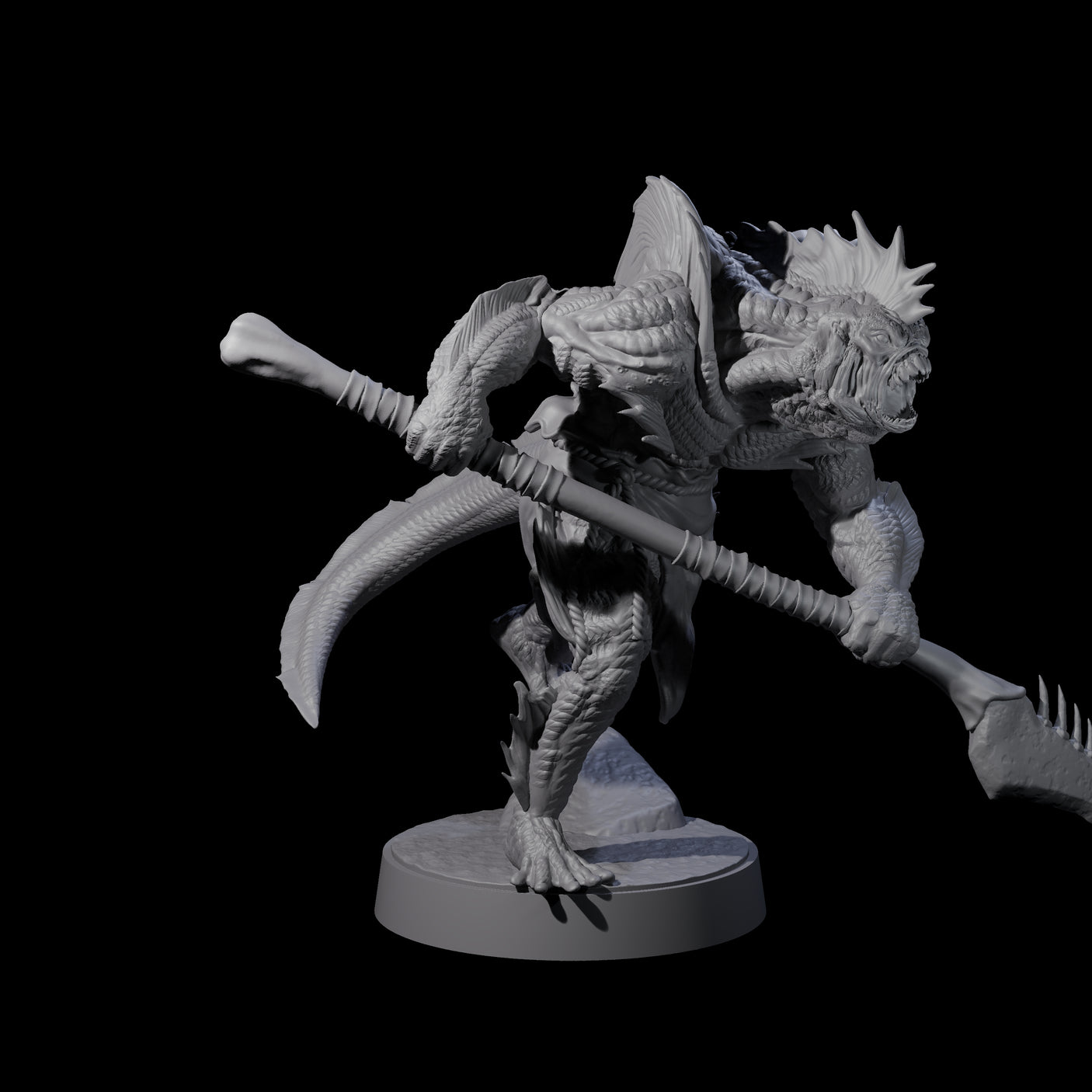 Spikey Sahuagin Attacker E Miniature for Dungeons and Dragons, Pathfinder or other TTRPGs