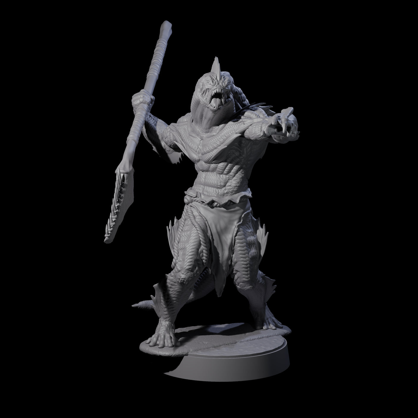 Spikey Sahuagin Attacker H Miniature for Dungeons and Dragons, Pathfinder or other TTRPGs