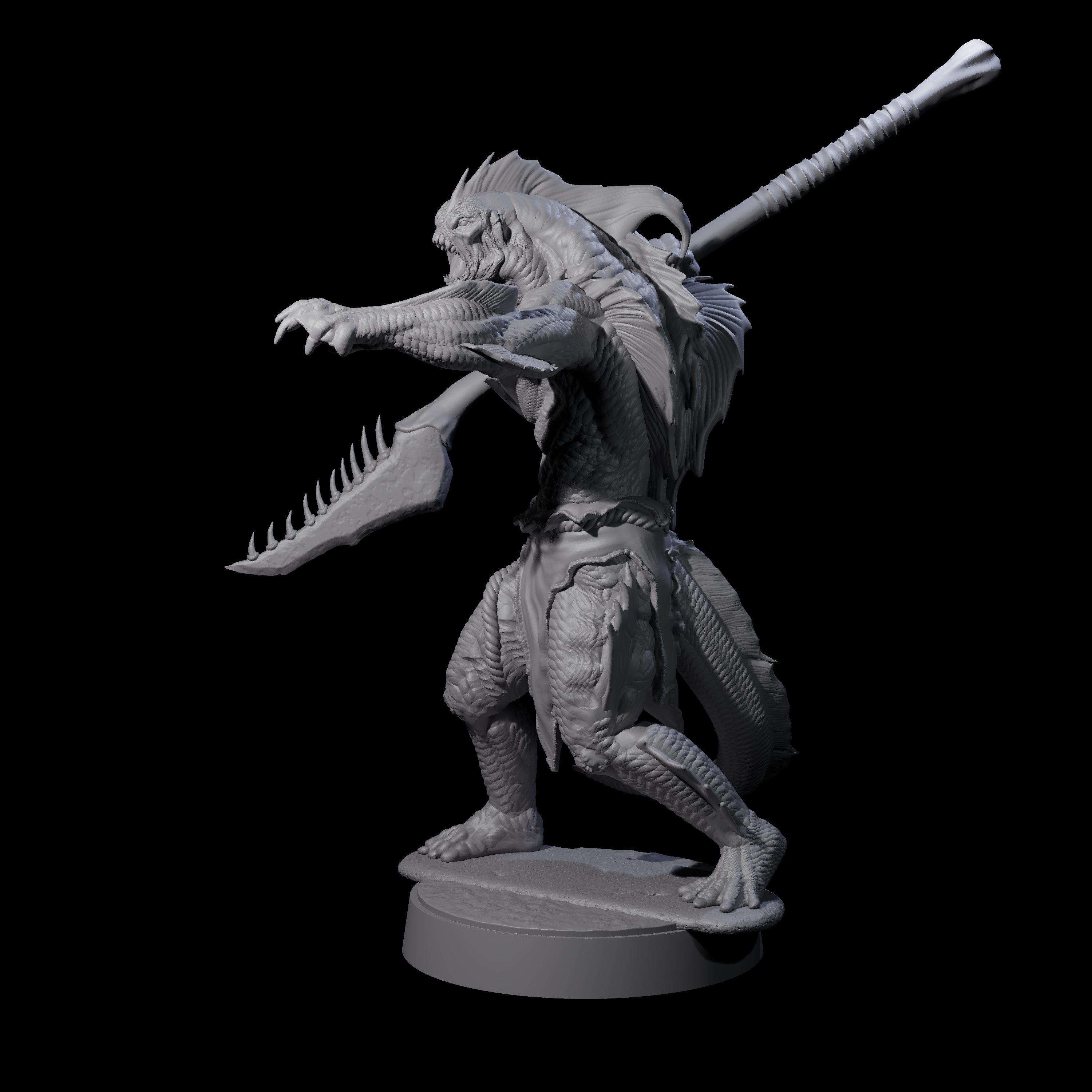 Spikey Sahuagin Attacker H Miniature for Dungeons and Dragons, Pathfinder or other TTRPGs