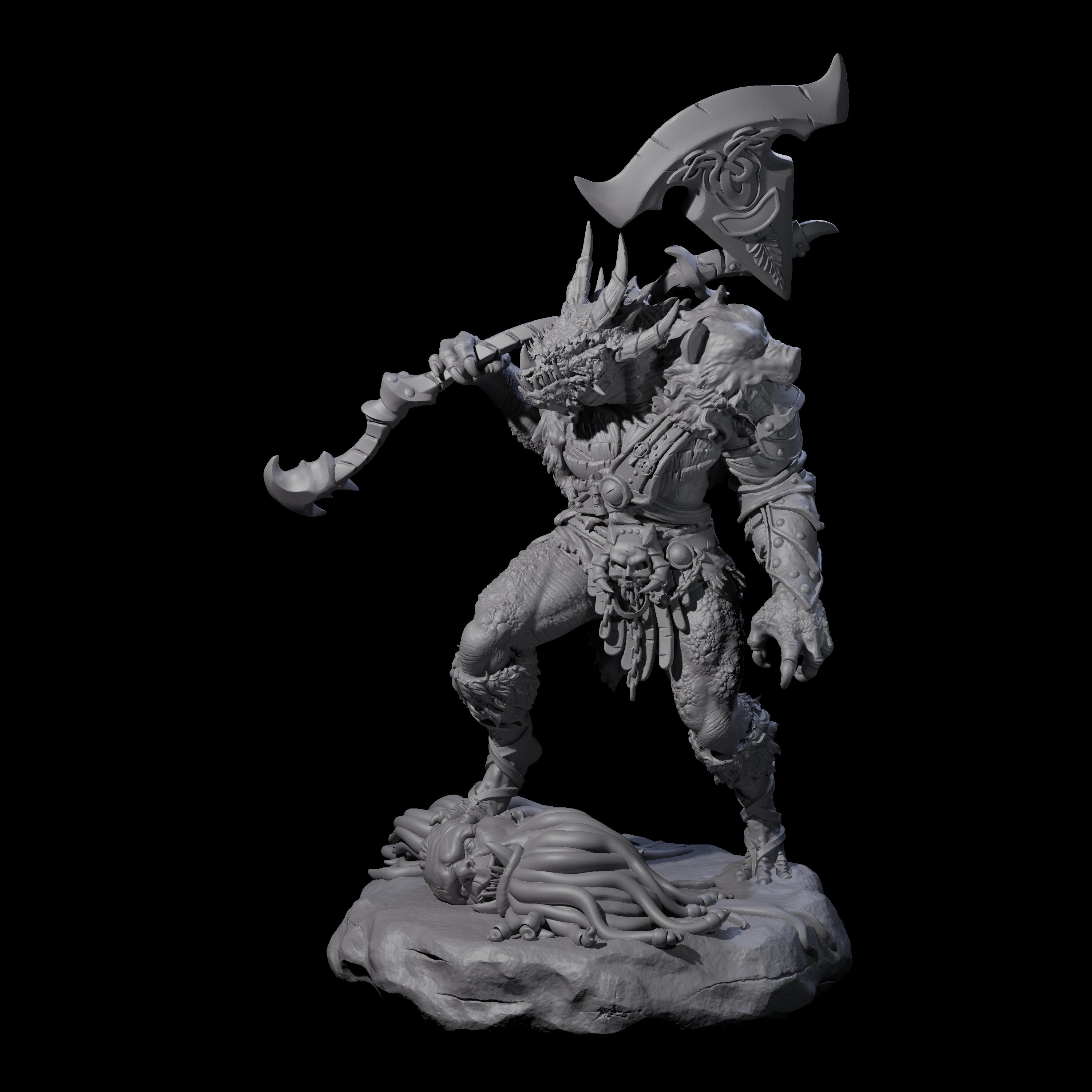 Spiky Dragonborn Barbarian Miniature for Dungeons and Dragons, Pathfinder or other TTRPGs