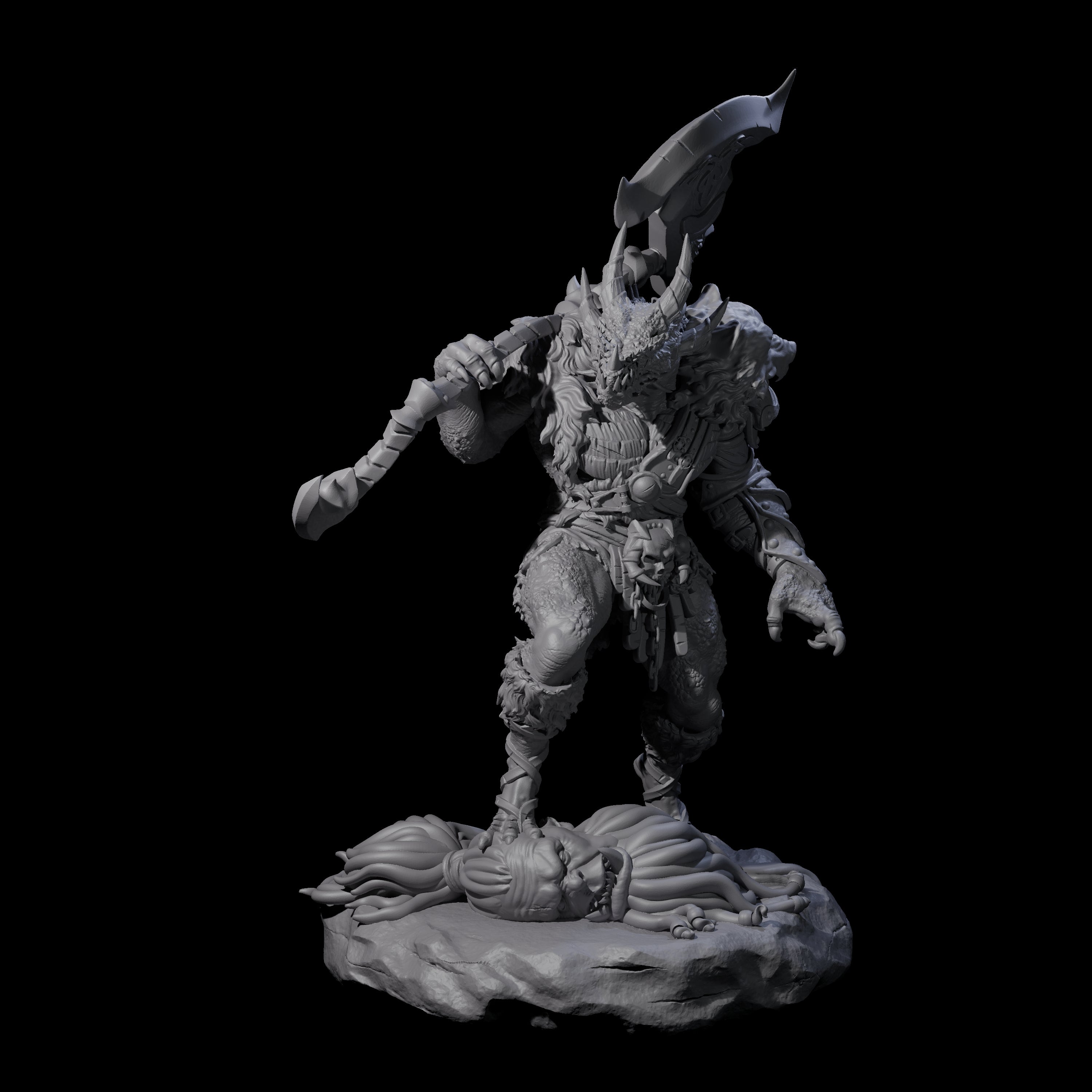 Spiky Dragonborn Barbarian Miniature for Dungeons and Dragons, Pathfinder or other TTRPGs
