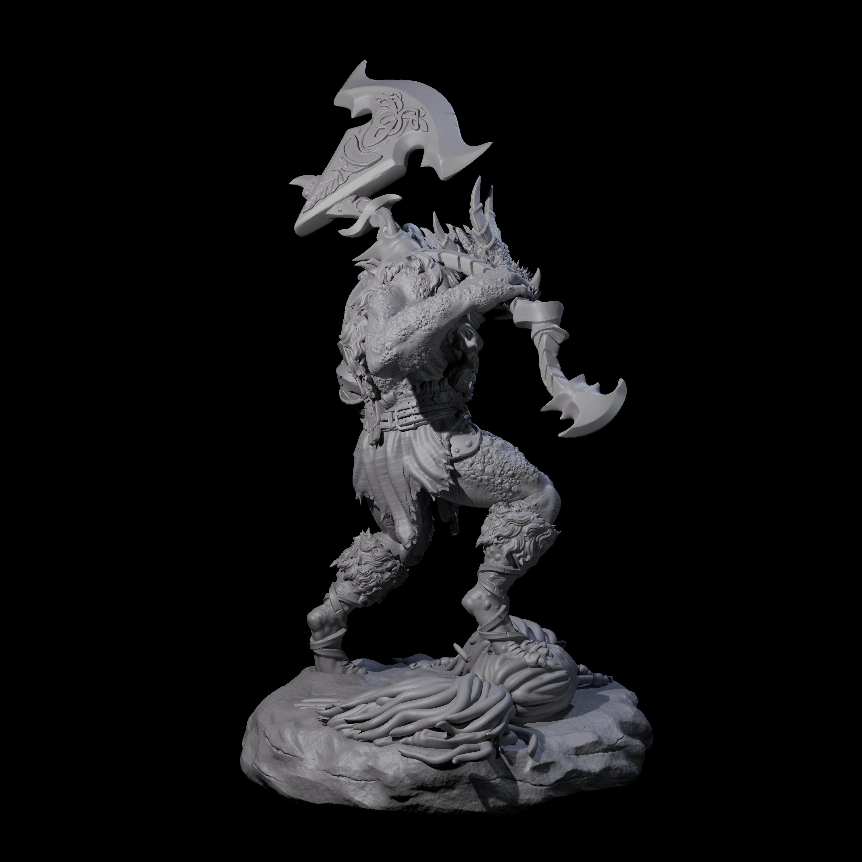 Spiky Dragonborn Barbarian Miniature for Dungeons and Dragons, Pathfinder or other TTRPGs