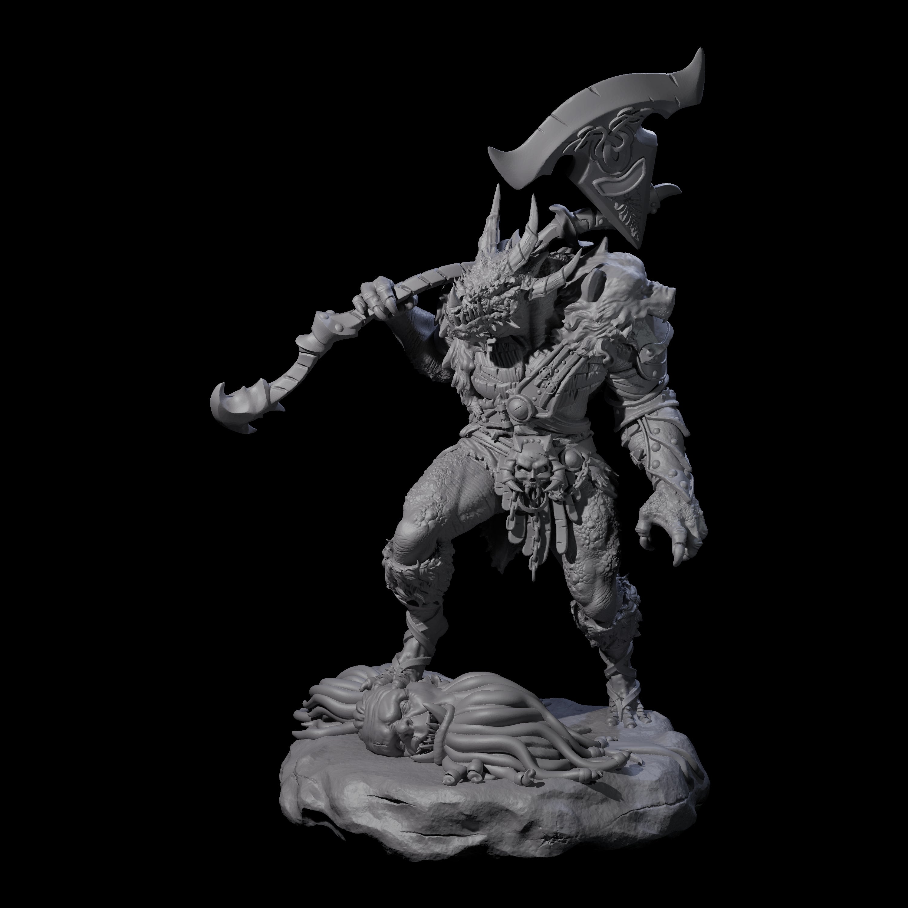 Spiky Dragonborn Barbarian Miniature for Dungeons and Dragons, Pathfinder or other TTRPGs