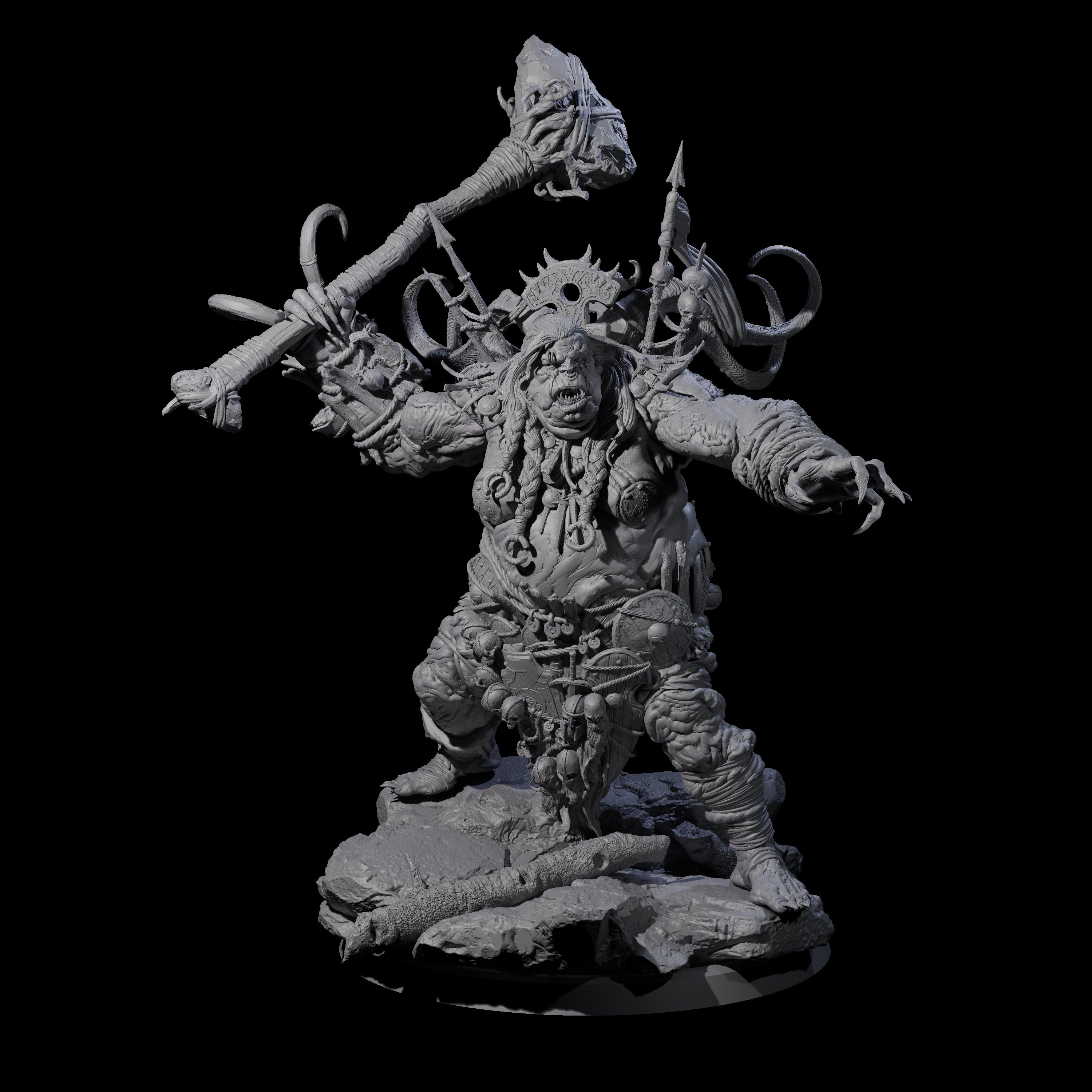 Spiky Hill Giant Matron A Miniature for Dungeons and Dragons, Pathfinder or other TTRPGs