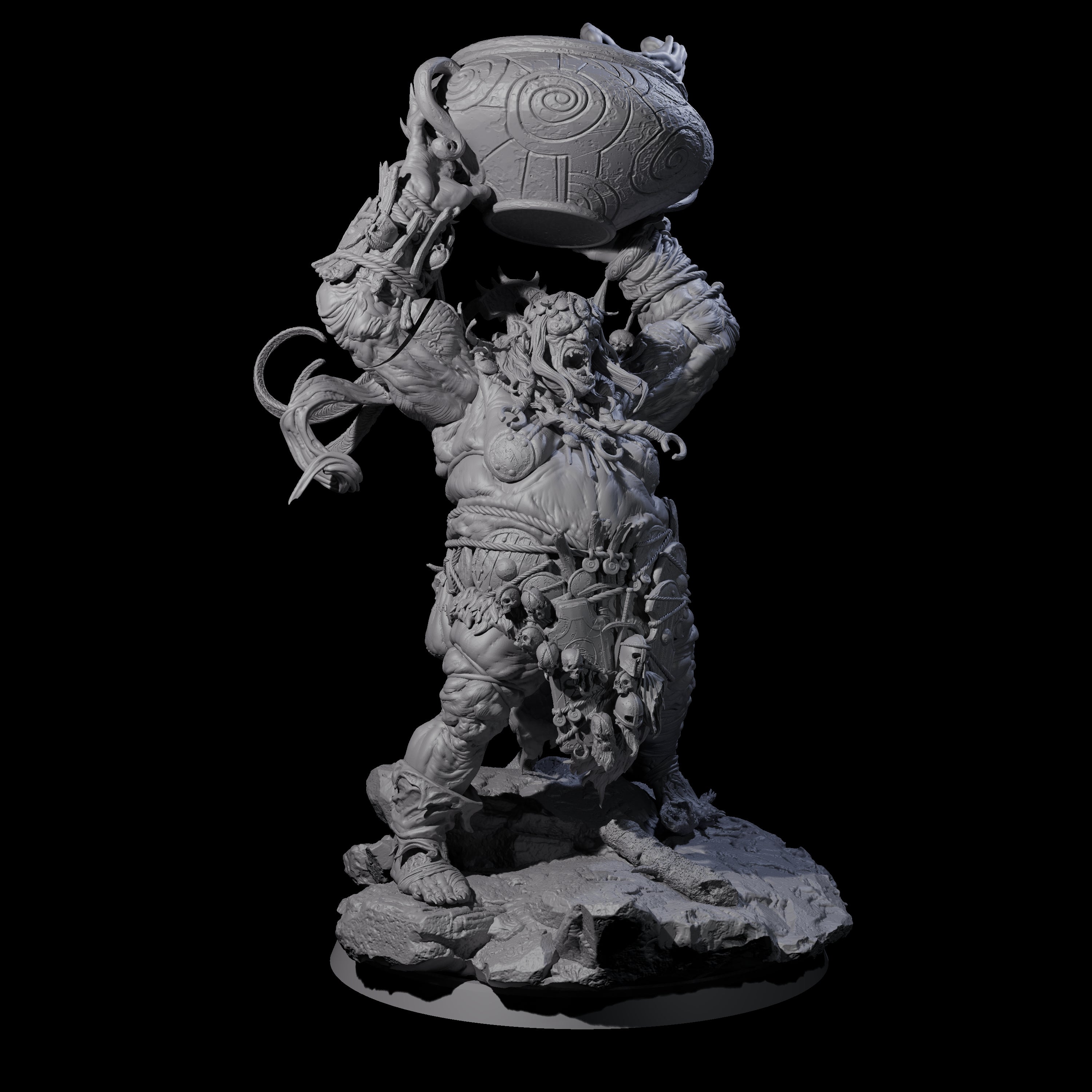 Spiky Hill Giant Matron B Miniature for Dungeons and Dragons, Pathfinder or other TTRPGs