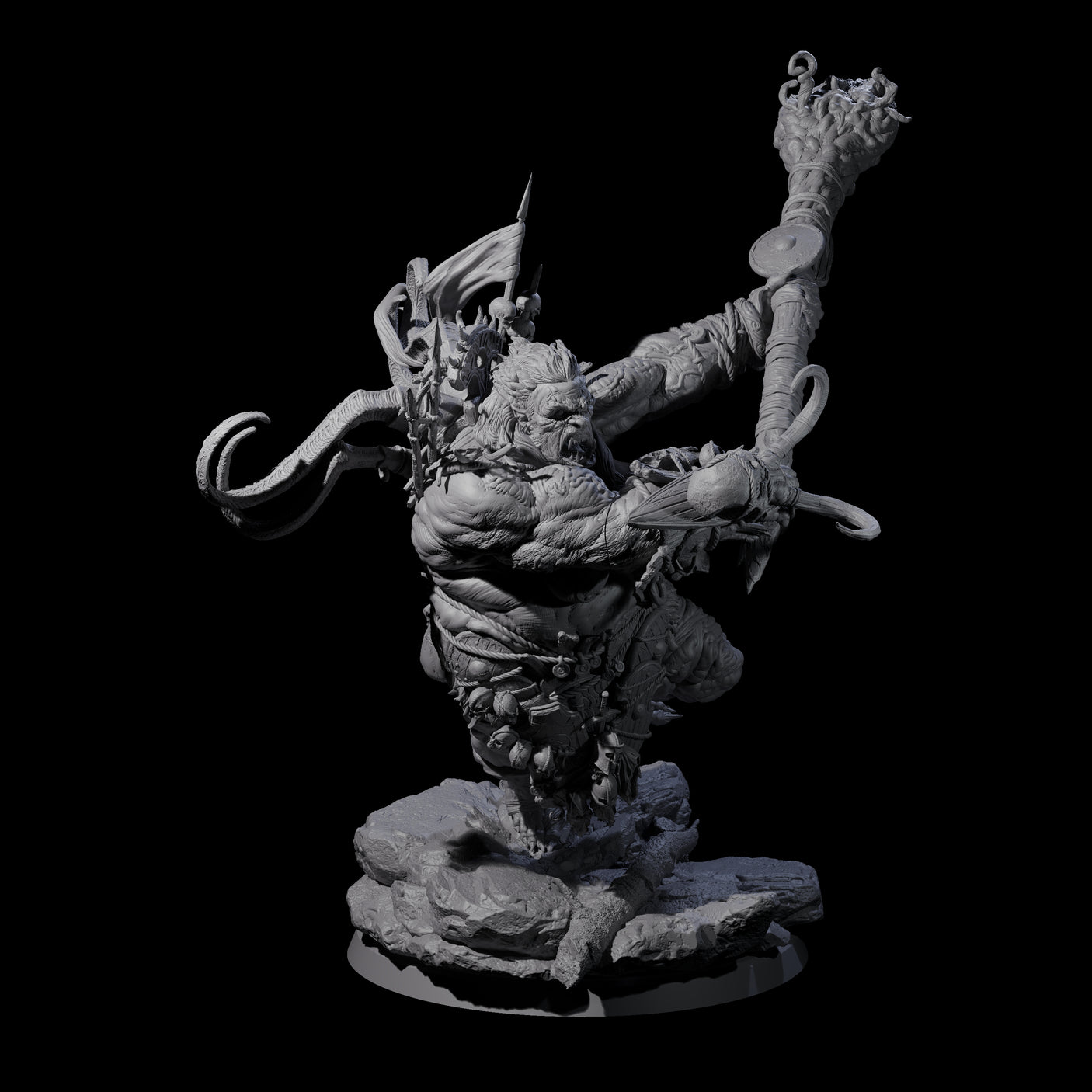 Spiky Hill Giant Matron C Miniature for Dungeons and Dragons, Pathfinder or other TTRPGs