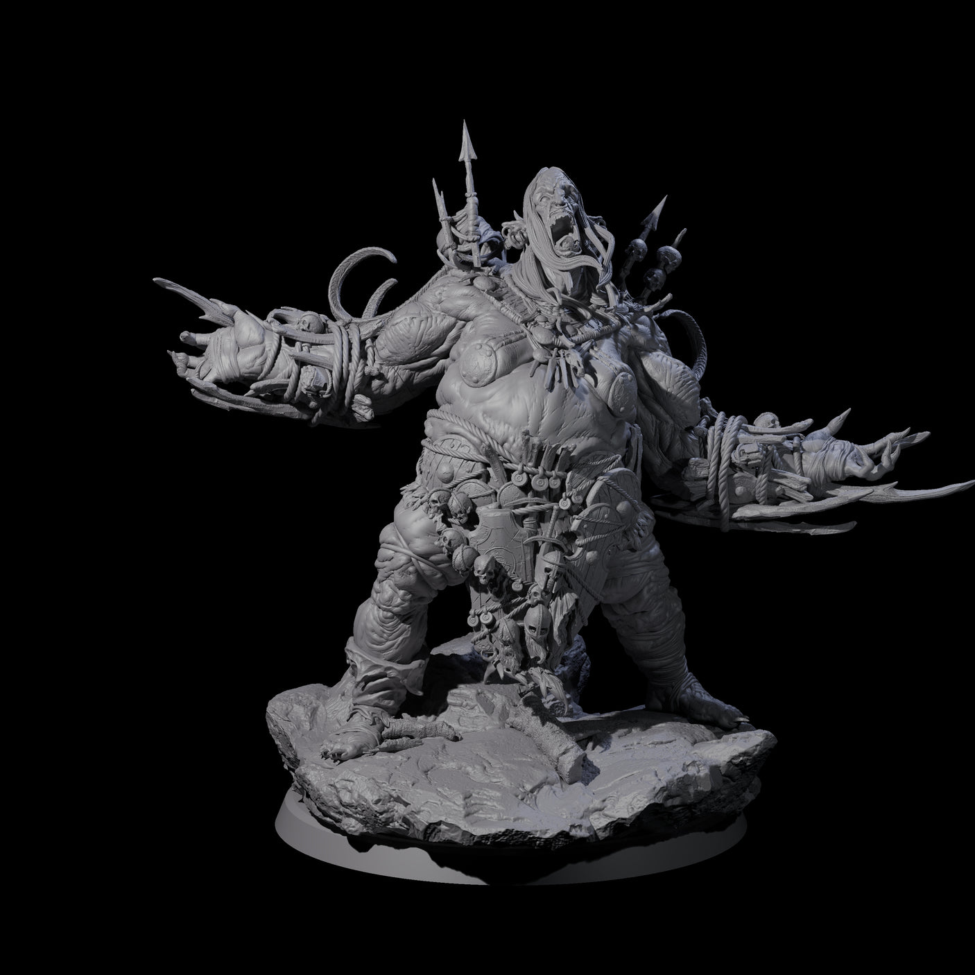 Spiky Hill Giant Matron D Miniature for Dungeons and Dragons, Pathfinder or other TTRPGs