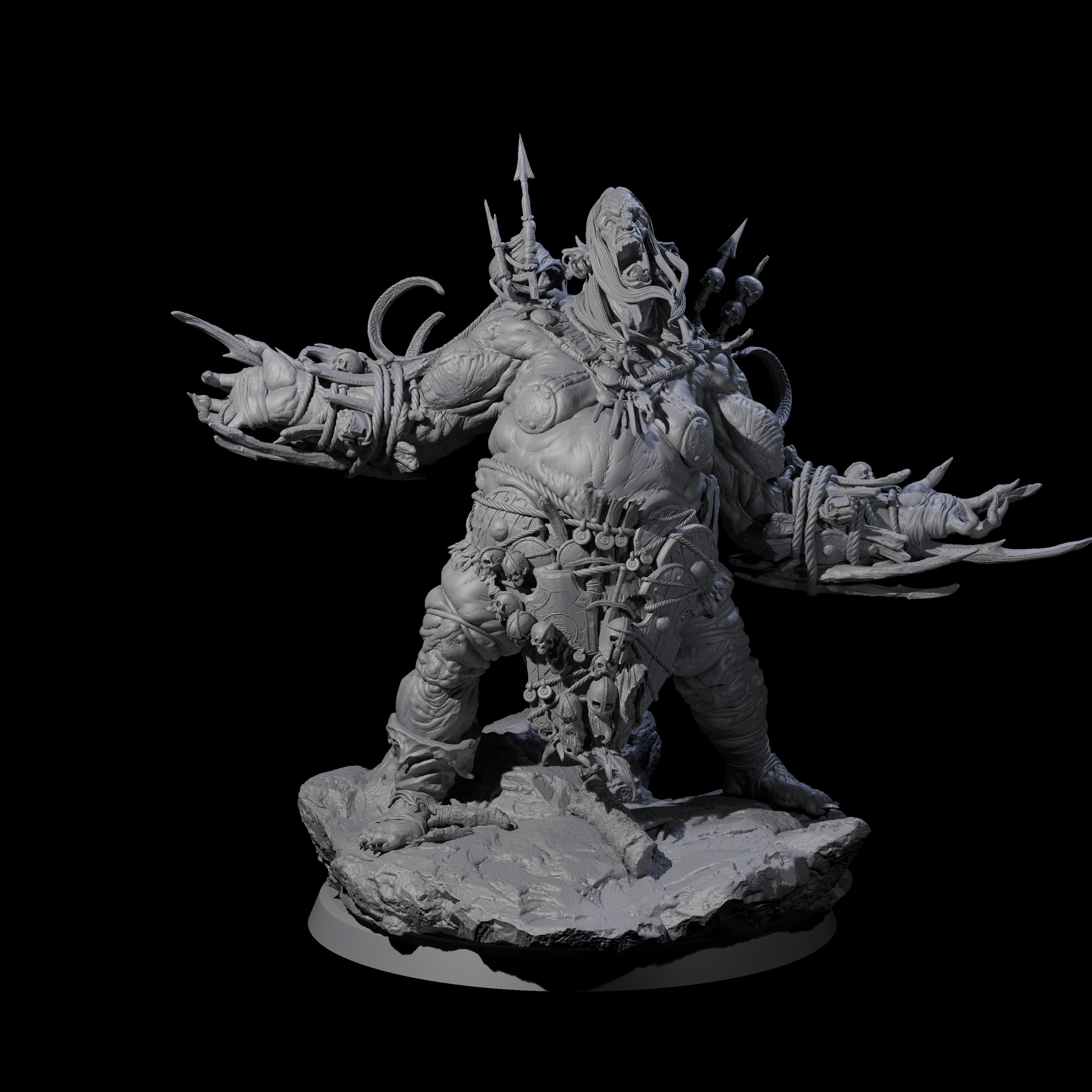 Spiky Hill Giant Matron D Miniature for Dungeons and Dragons, Pathfinder or other TTRPGs