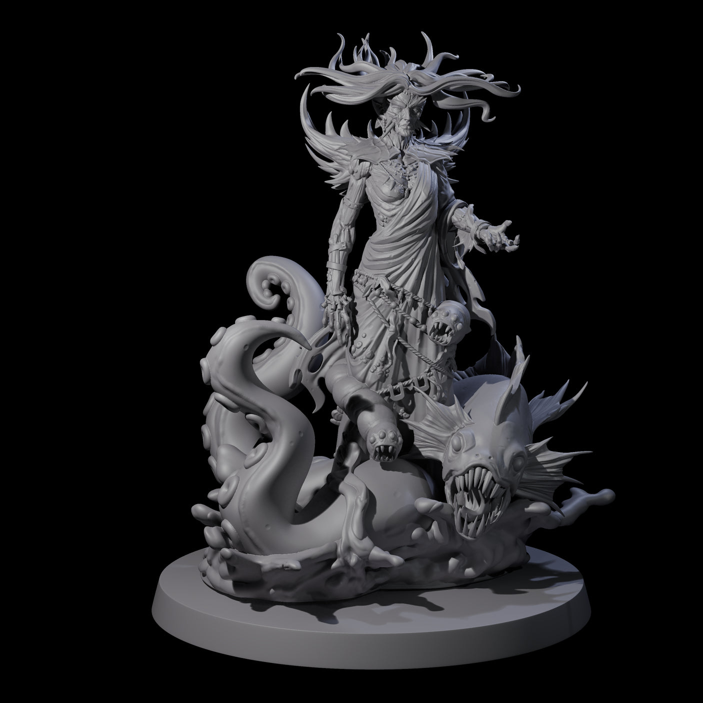 Spiky Misteress of the Sea Miniature for Dungeons and Dragons, Pathfinder or other TTRPGs