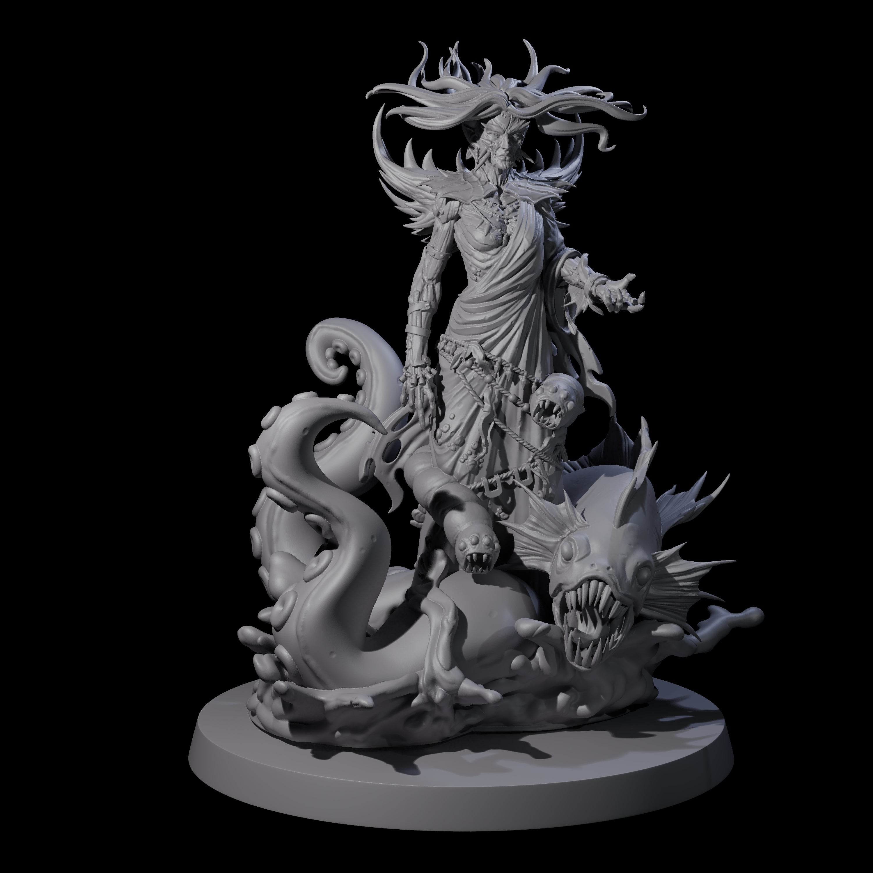 Spiky Misteress of the Sea Miniature for Dungeons and Dragons, Pathfinder or other TTRPGs