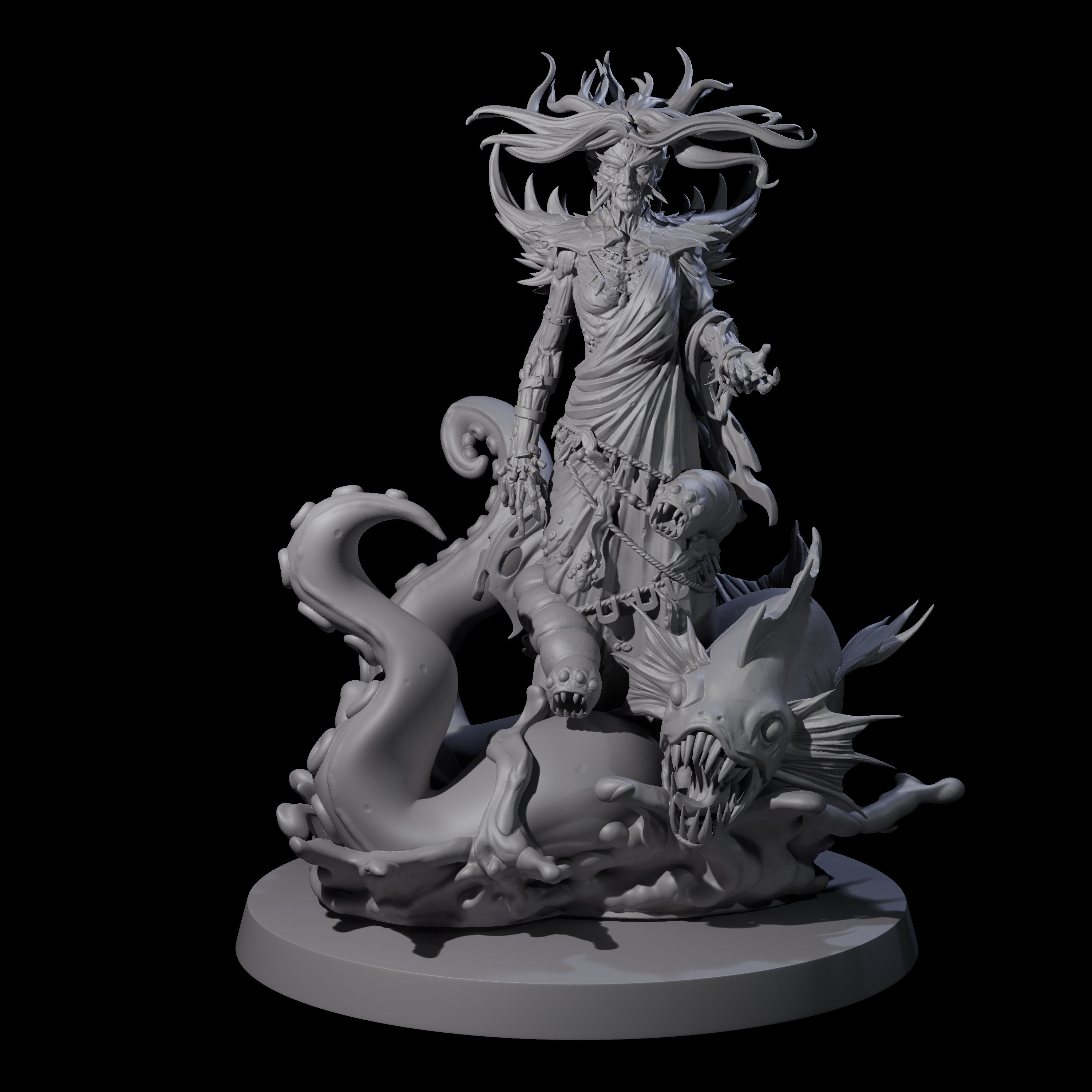 Spiky Misteress of the Sea Miniature for Dungeons and Dragons, Pathfinder or other TTRPGs