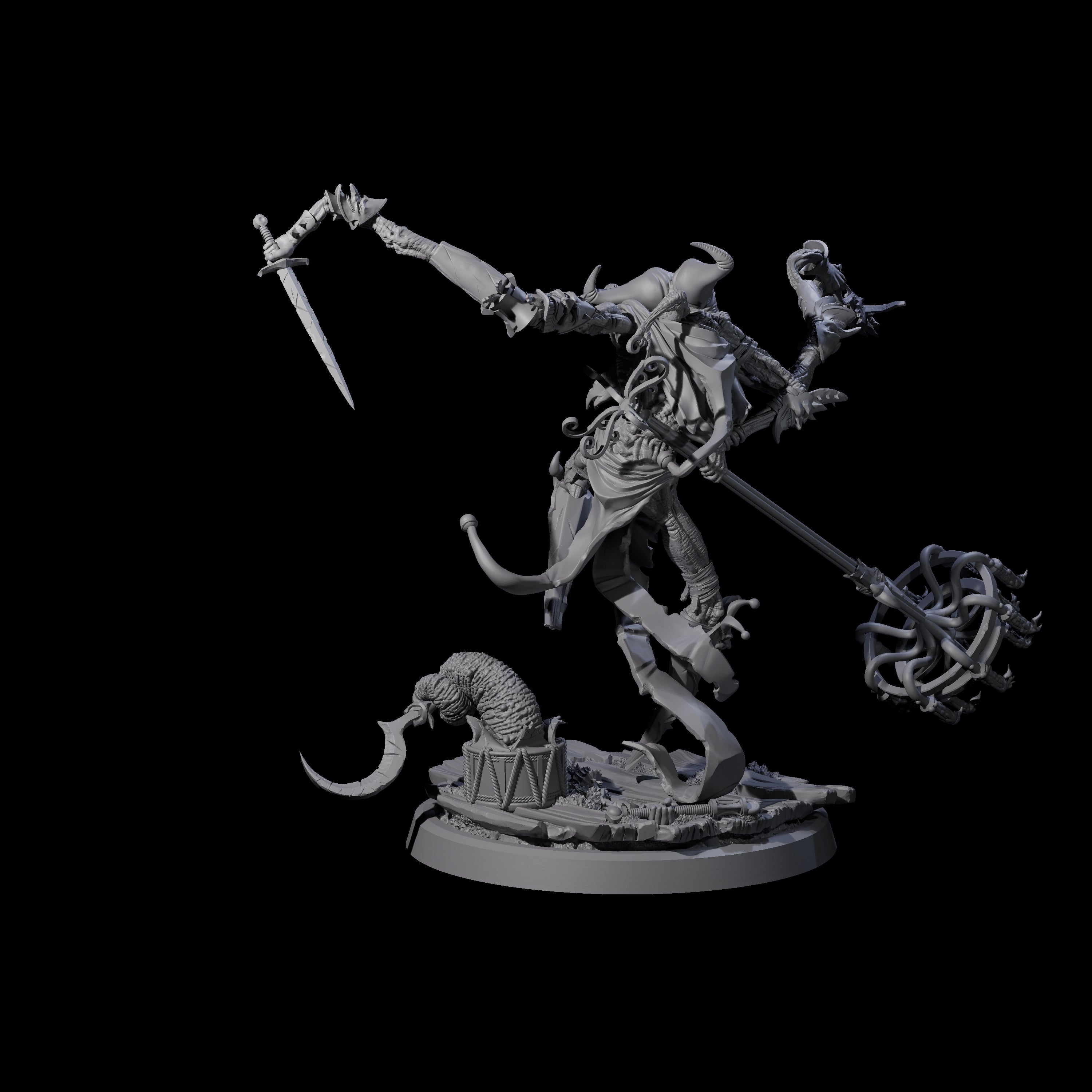 Spindly Marilith Assassin B Miniature for Dungeons and Dragons, Pathfinder or other TTRPGs