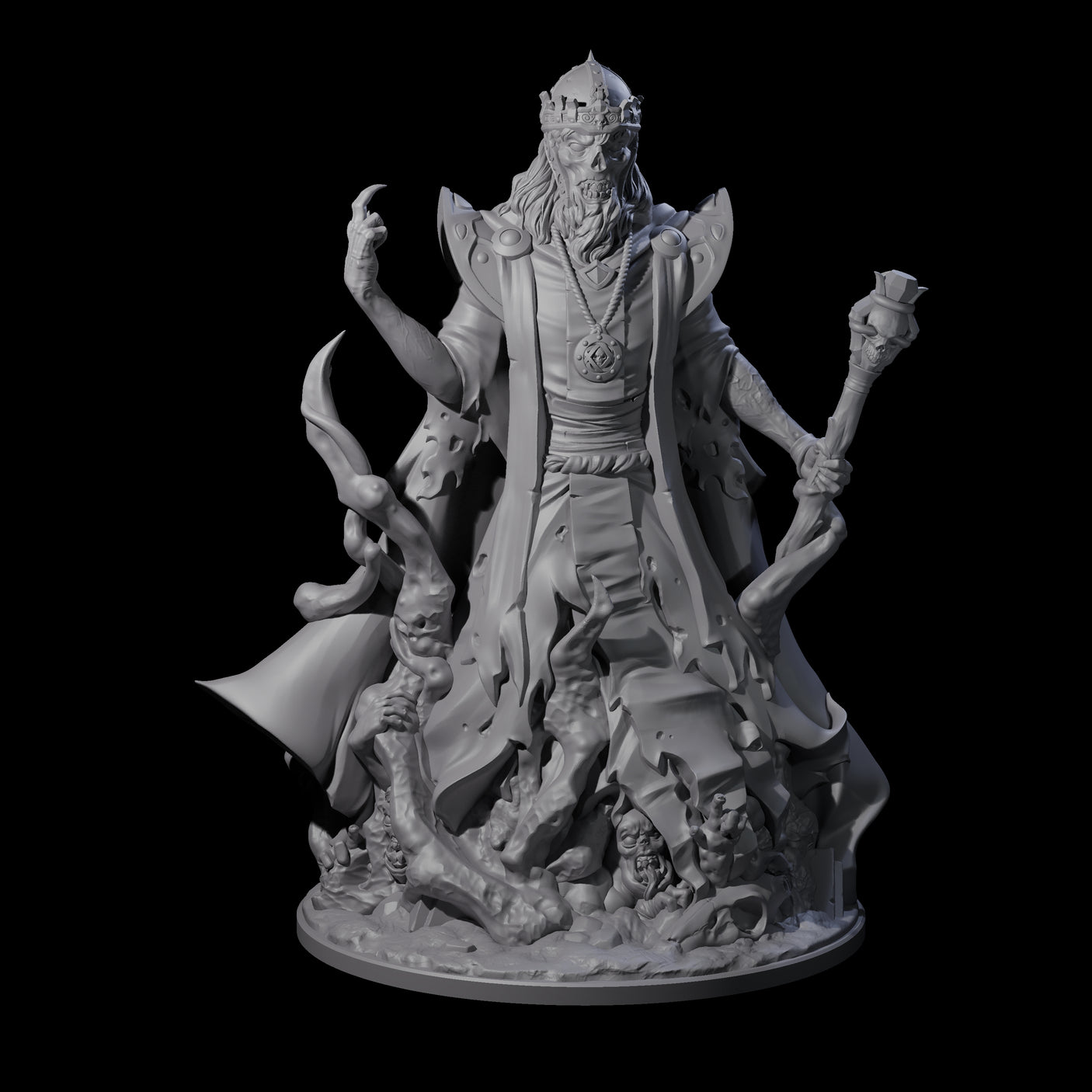 Spooky Lich Necromancer Miniature for Dungeons and Dragons, Pathfinder or other TTRPGs