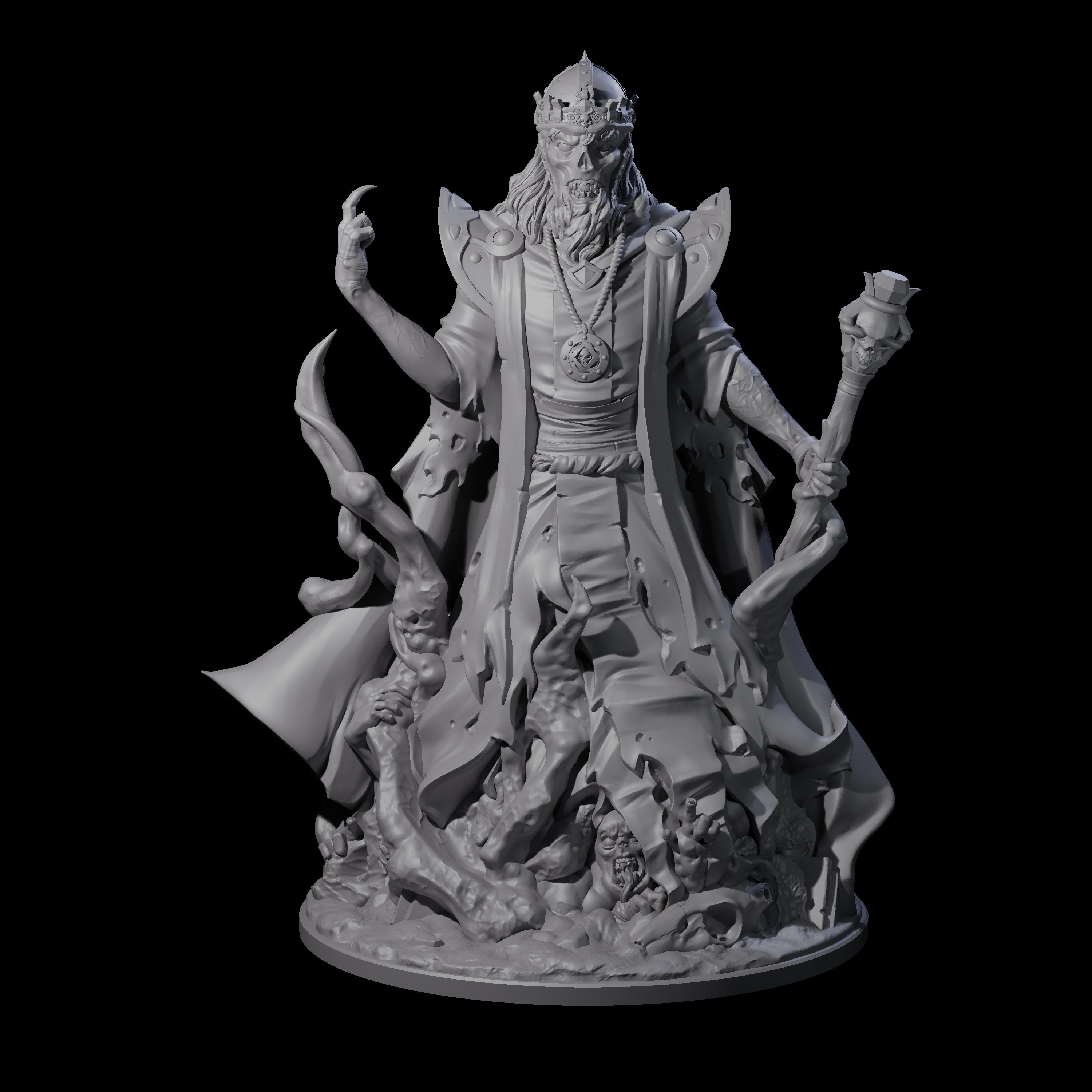 Spooky Lich Necromancer Miniature for Dungeons and Dragons, Pathfinder or other TTRPGs