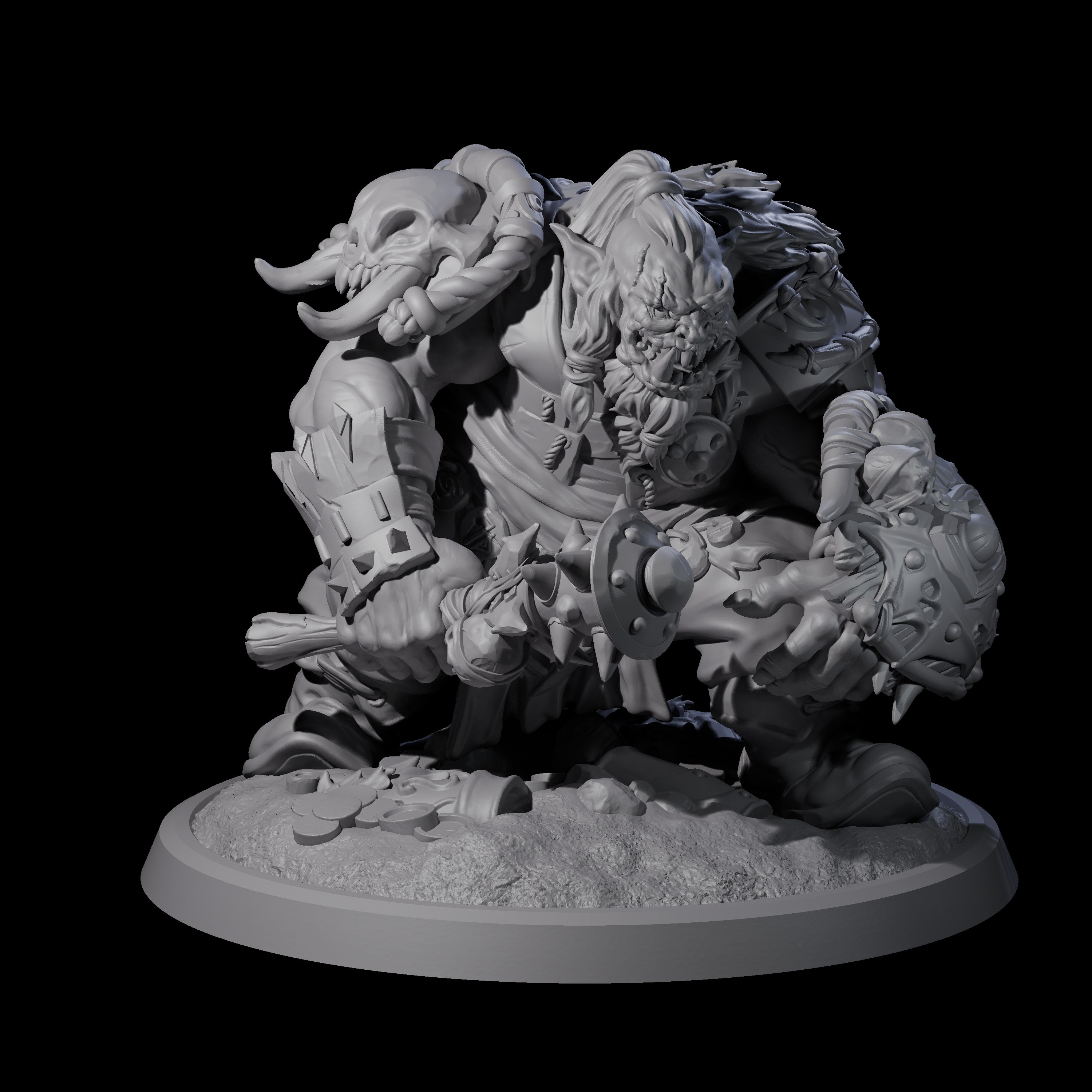 Squat Grinning Ogre B Miniature for Dungeons and Dragons, Pathfinder or other TTRPGs