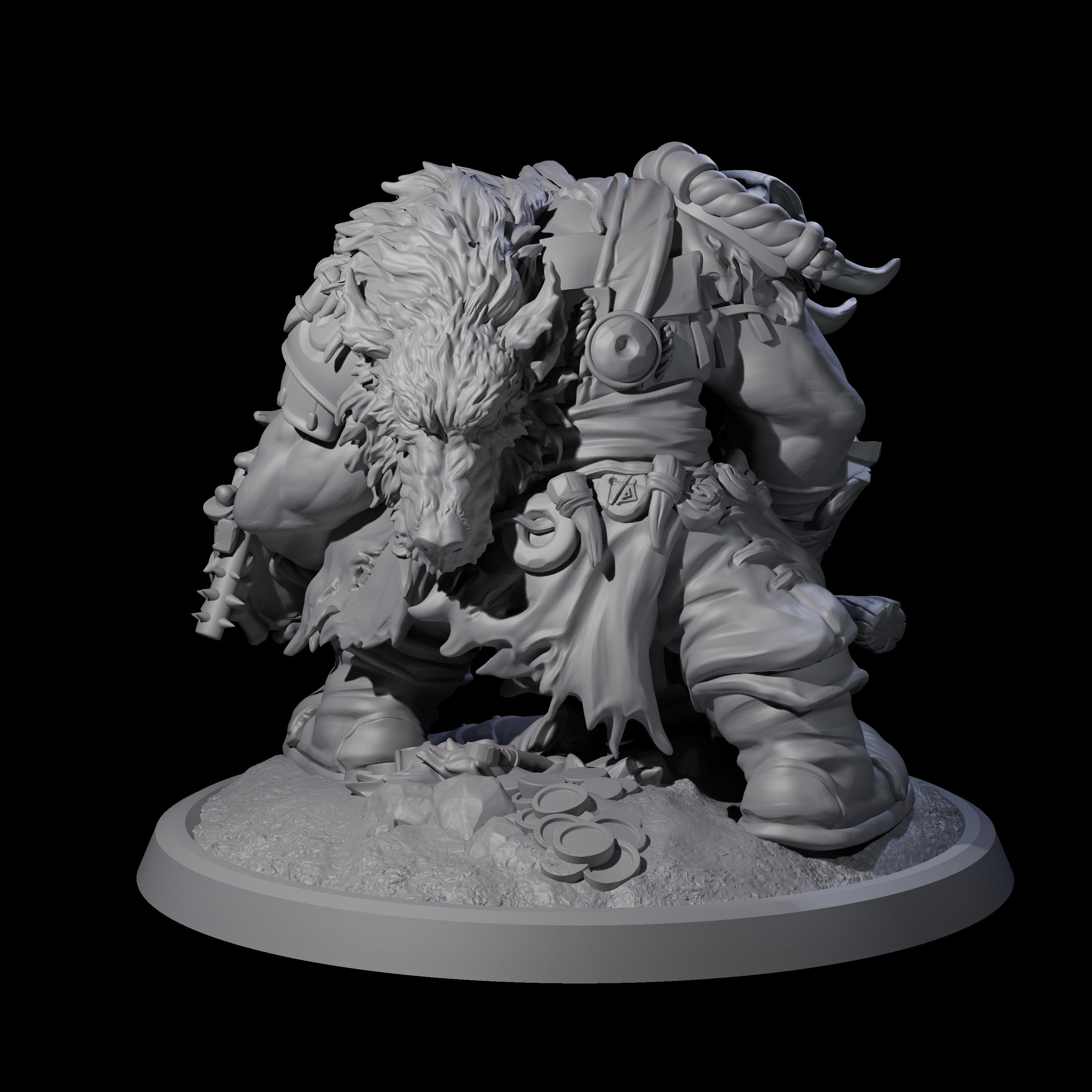 Squat Grinning Ogre B Miniature for Dungeons and Dragons, Pathfinder or other TTRPGs