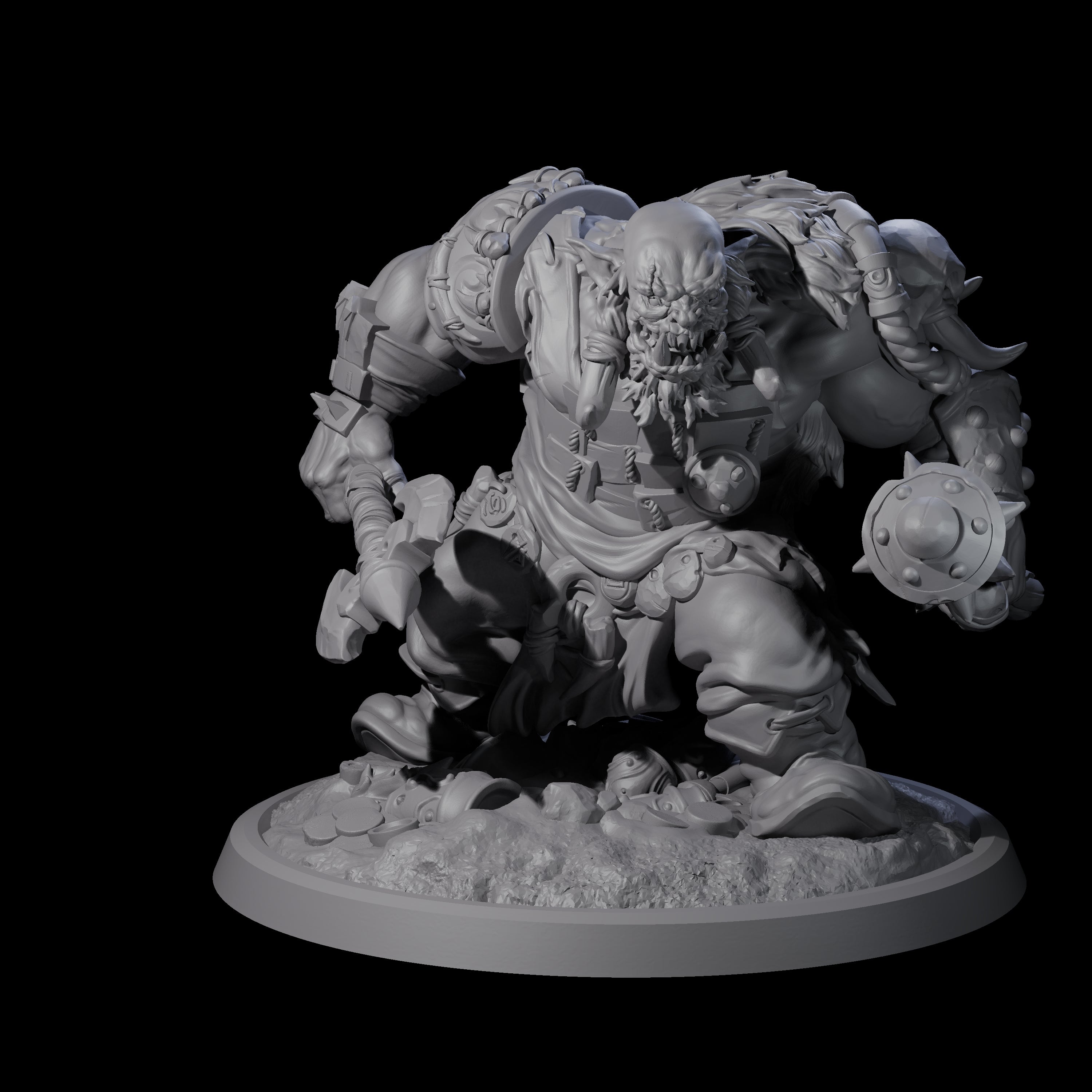 Squat Grinning Ogre C Miniature for Dungeons and Dragons, Pathfinder or other TTRPGs