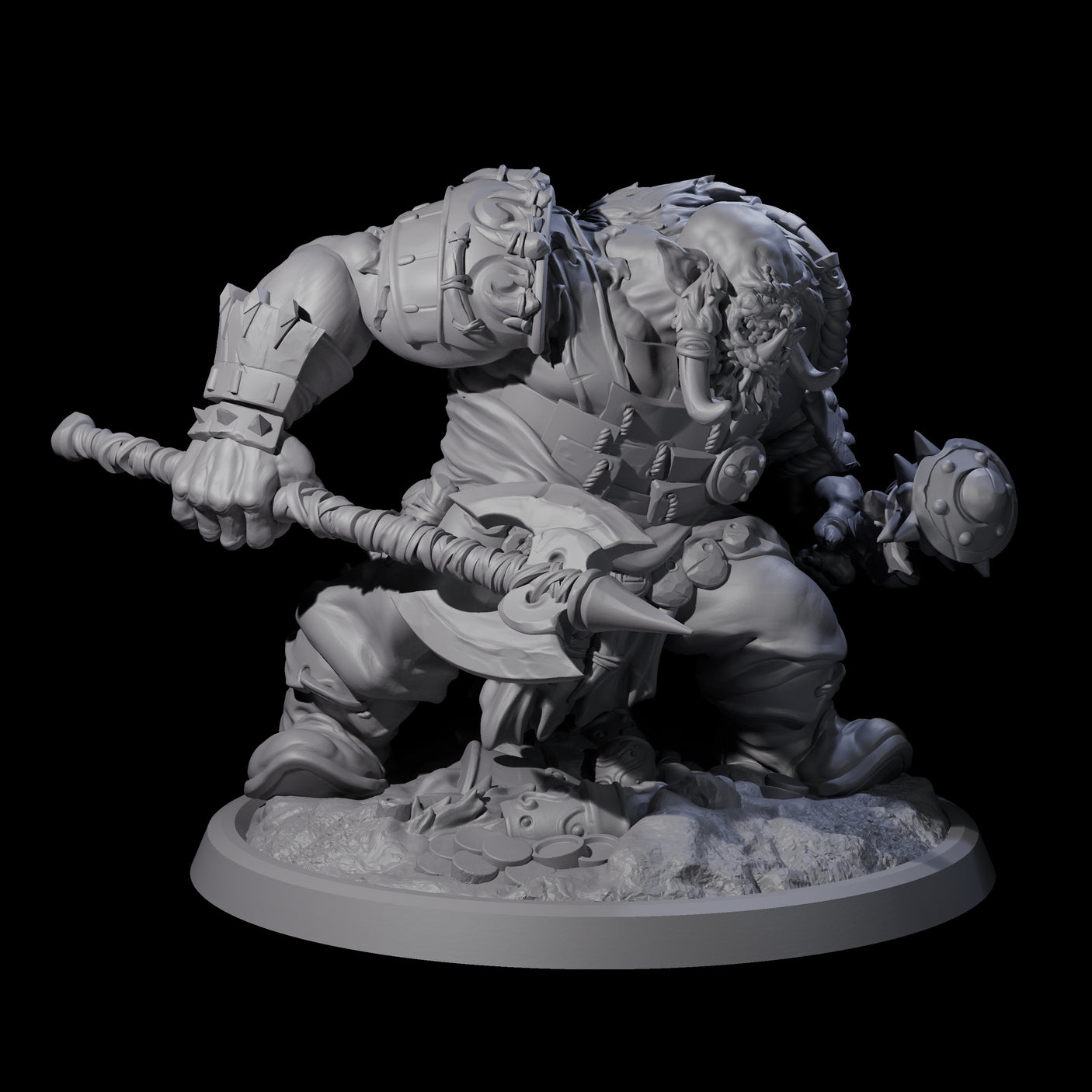 Squat Grinning Ogre C Miniature for Dungeons and Dragons, Pathfinder or other TTRPGs