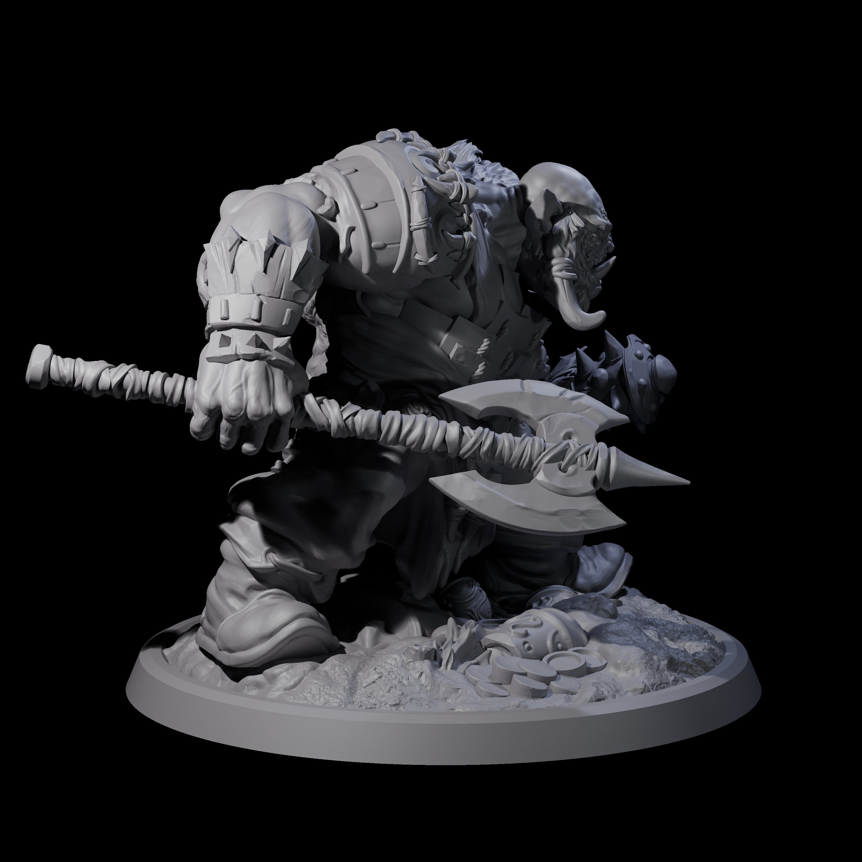 Squat Grinning Ogre C Miniature for Dungeons and Dragons, Pathfinder or other TTRPGs