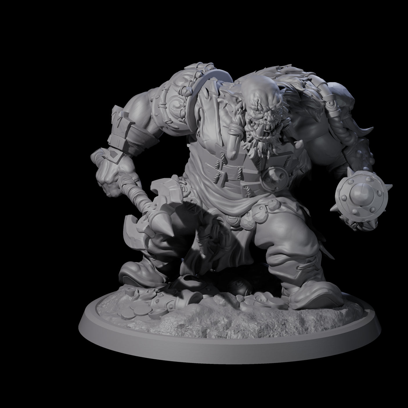 Squat Grinning Ogre C Miniature for Dungeons and Dragons, Pathfinder or other TTRPGs